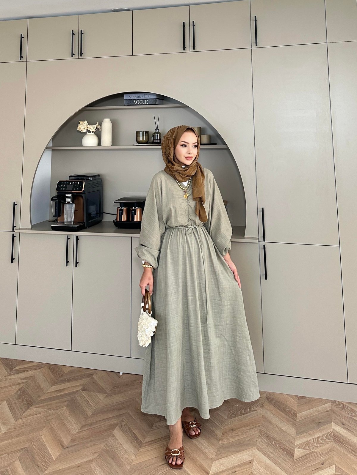 Lamina Linen Dress Khaki