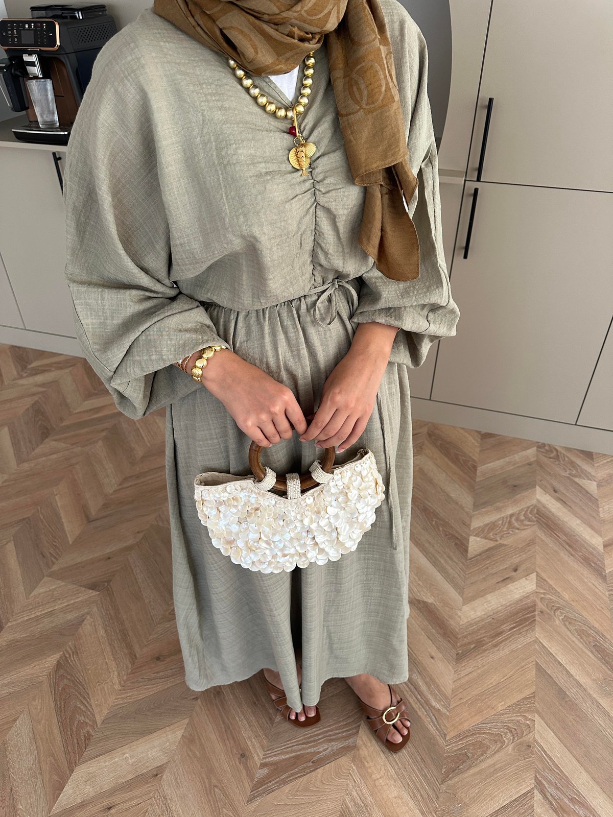 Lamina Linen Dress Khaki