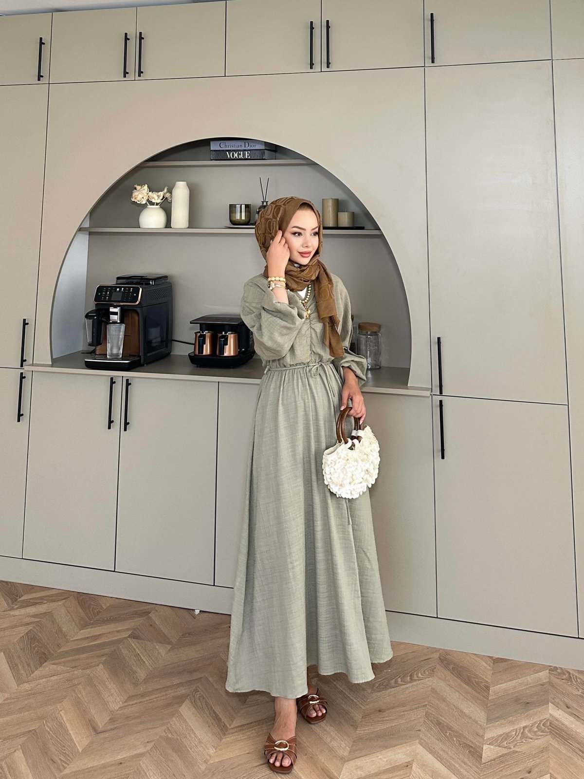 Lamina Linen Dress Khaki