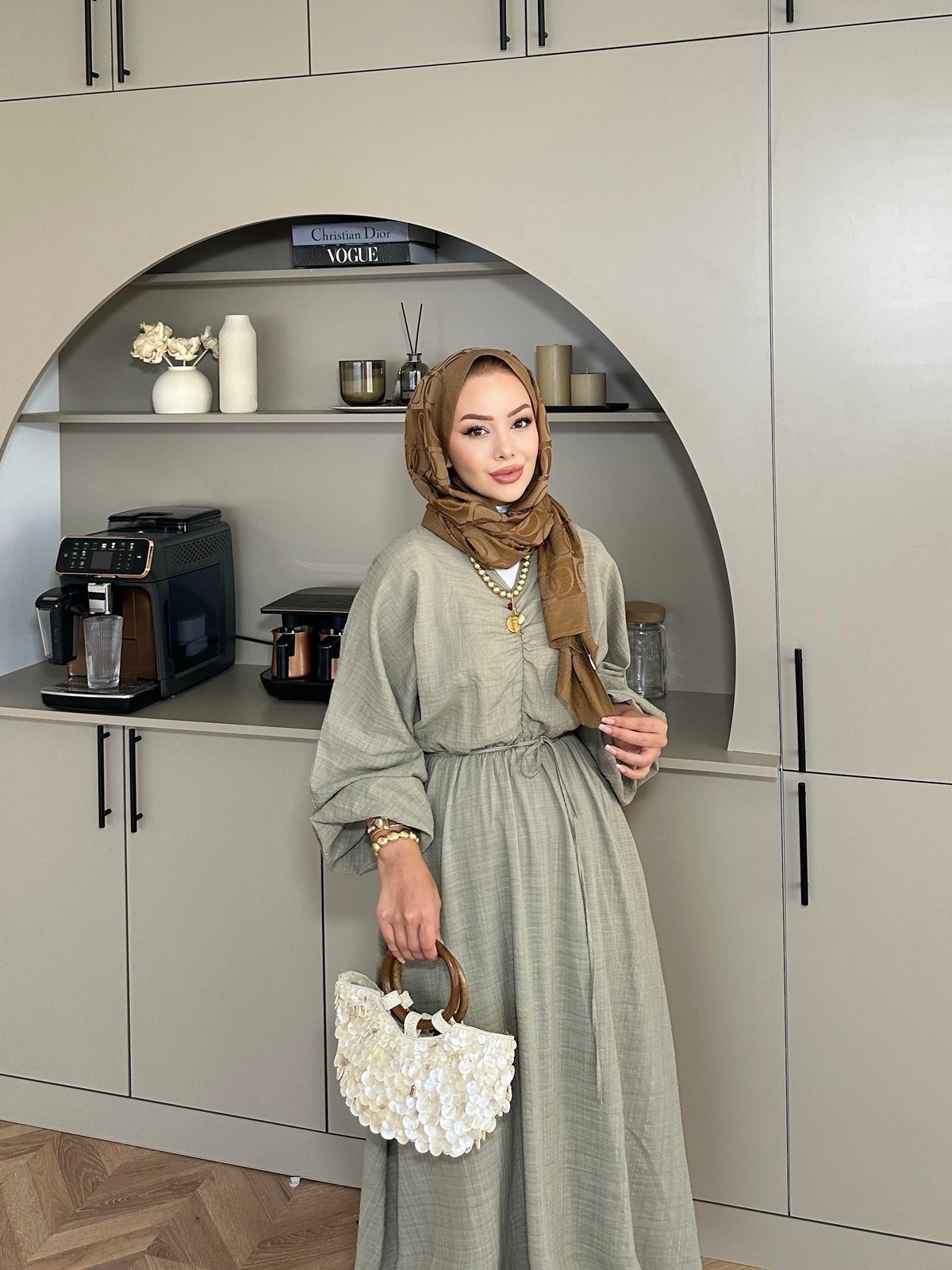 Lamina Linen Dress Khaki