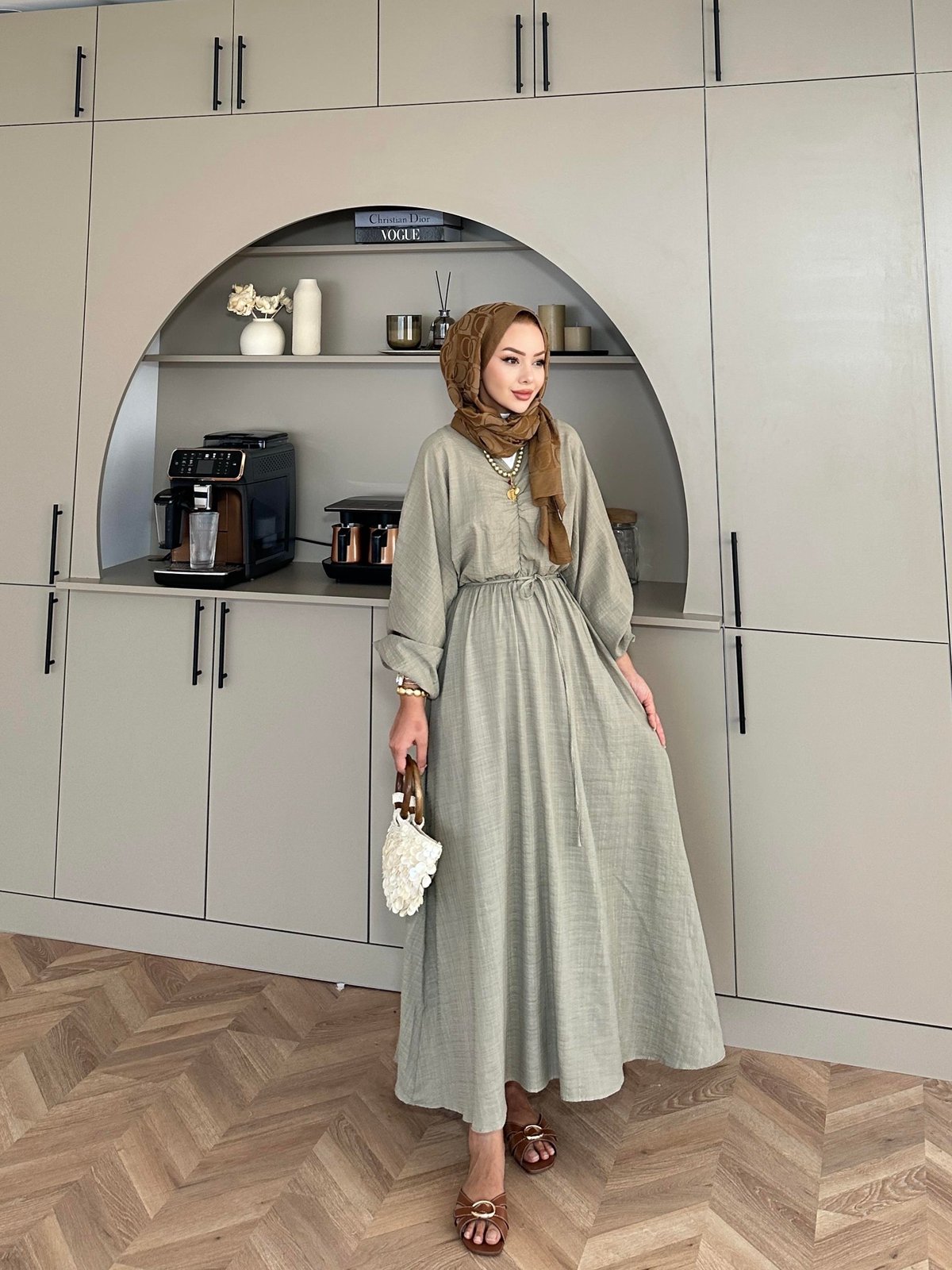 Lamina Linen Dress Khaki