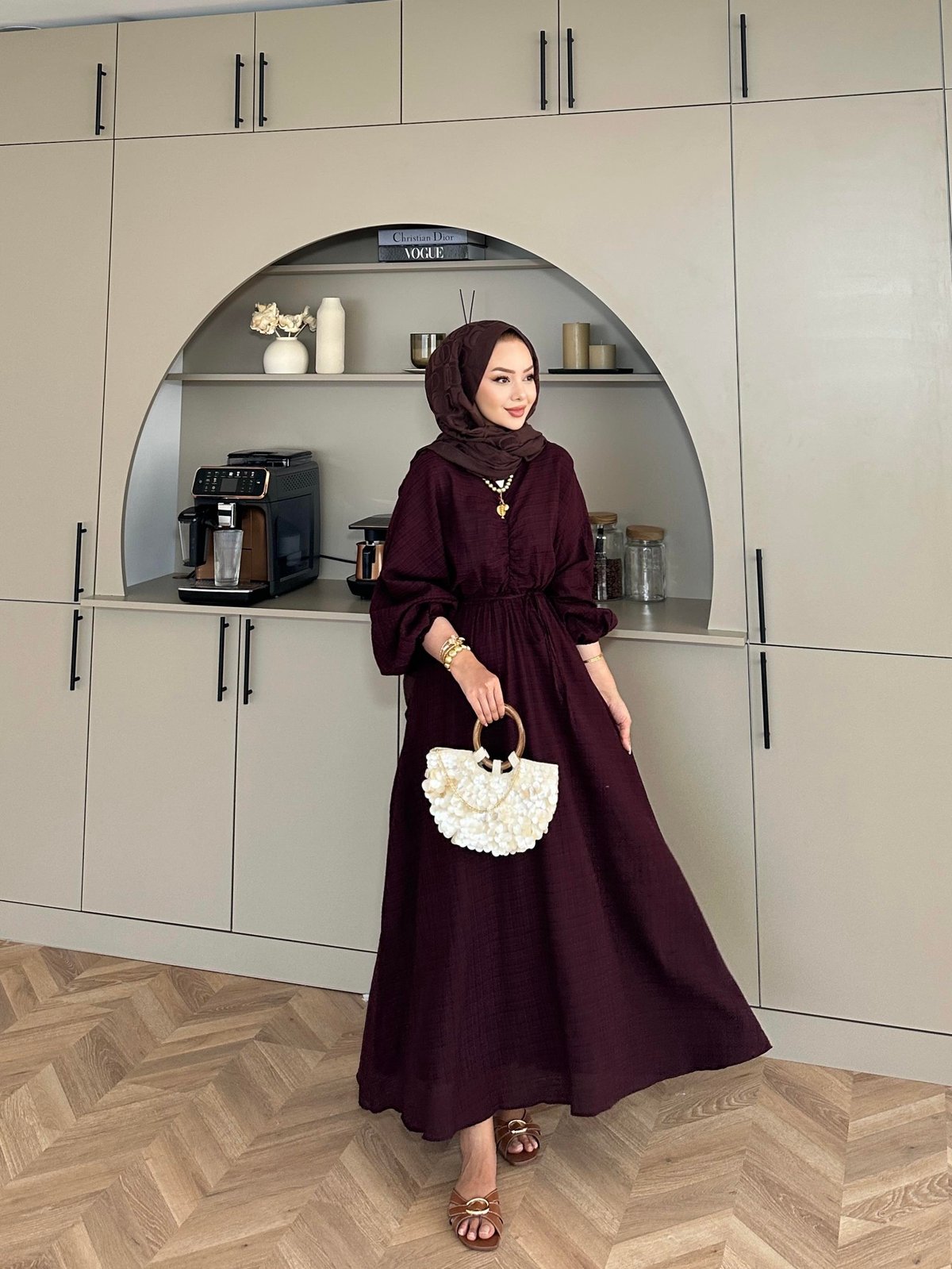Lamina Linen Dress Maroon