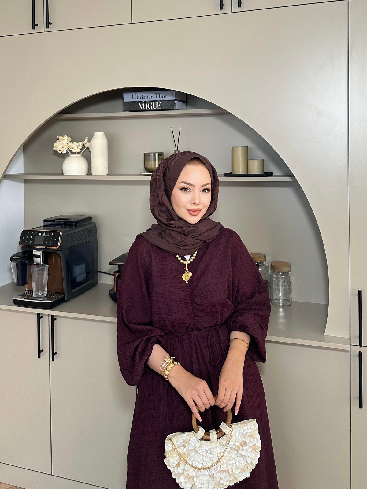 Lamina Linen Dress Maroon