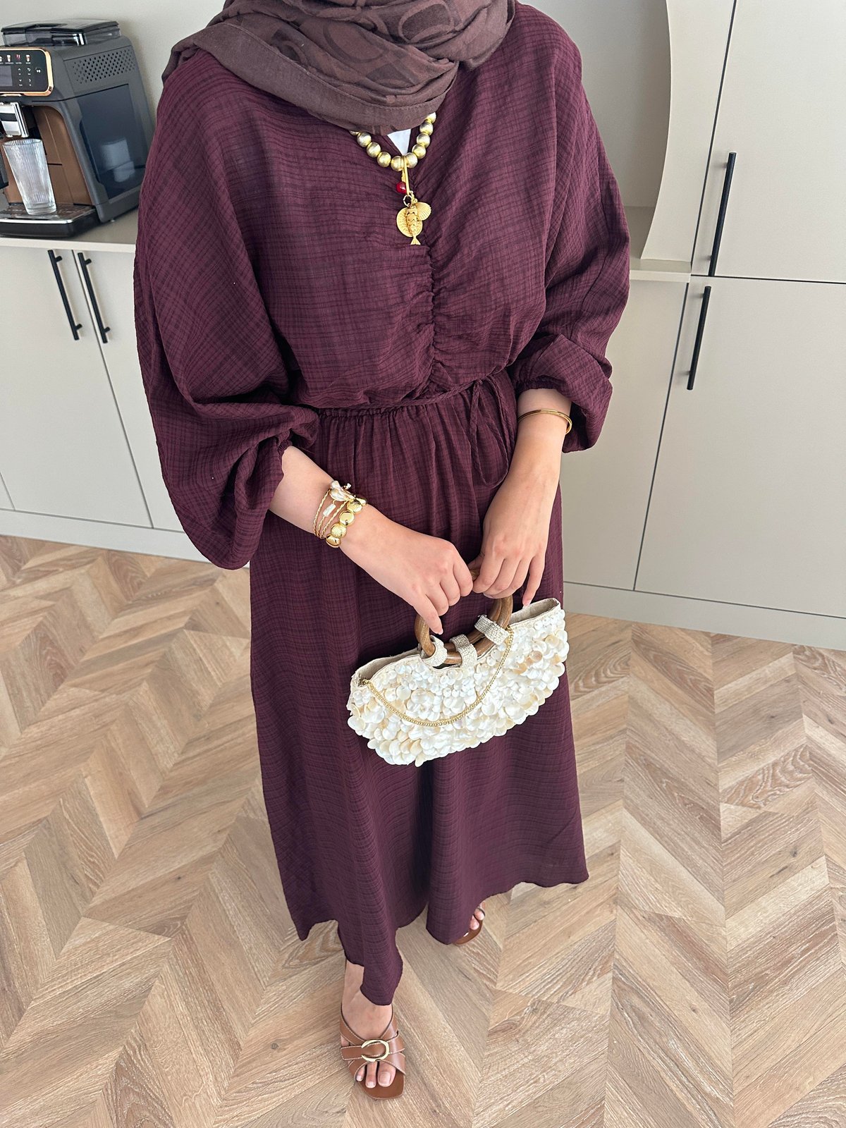 Lamina Linen Dress Maroon