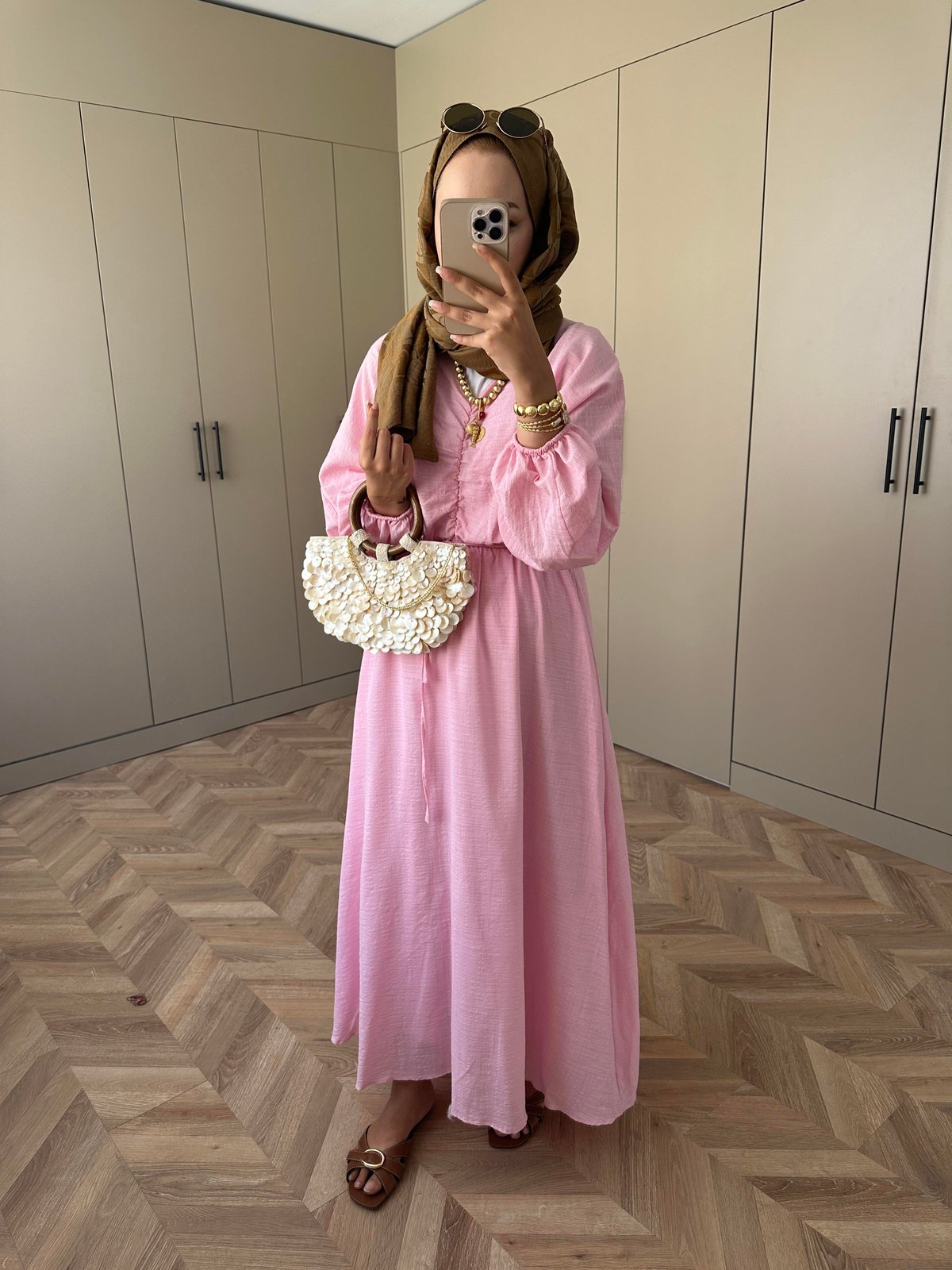Lamina Linen Dress Pink