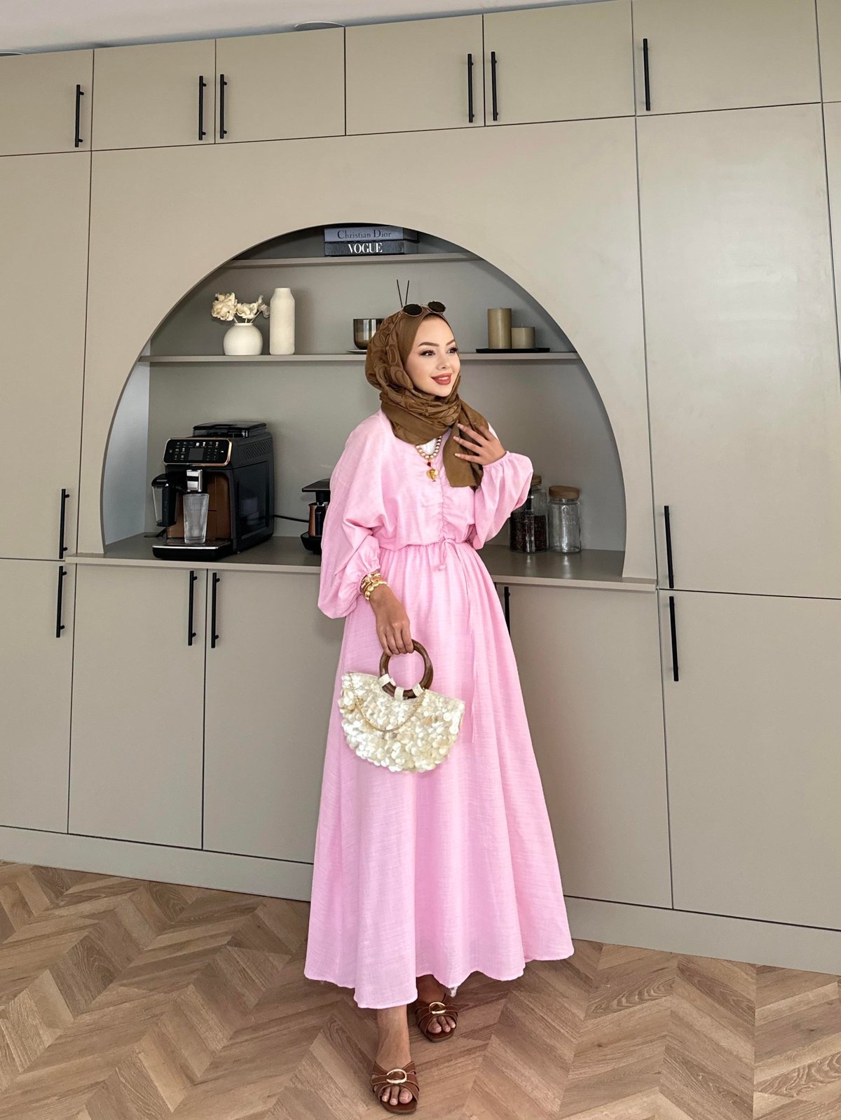 Lamina Linen Dress Pink