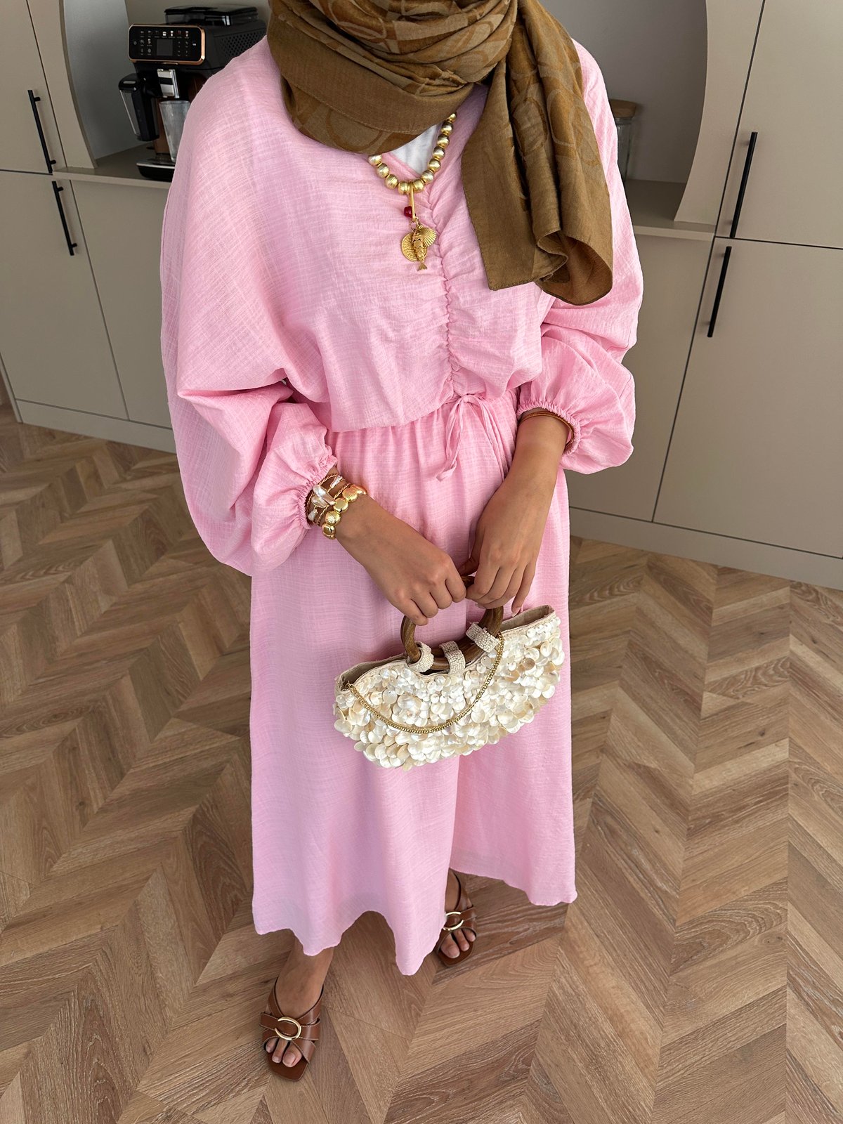 Lamina Linen Dress Pink