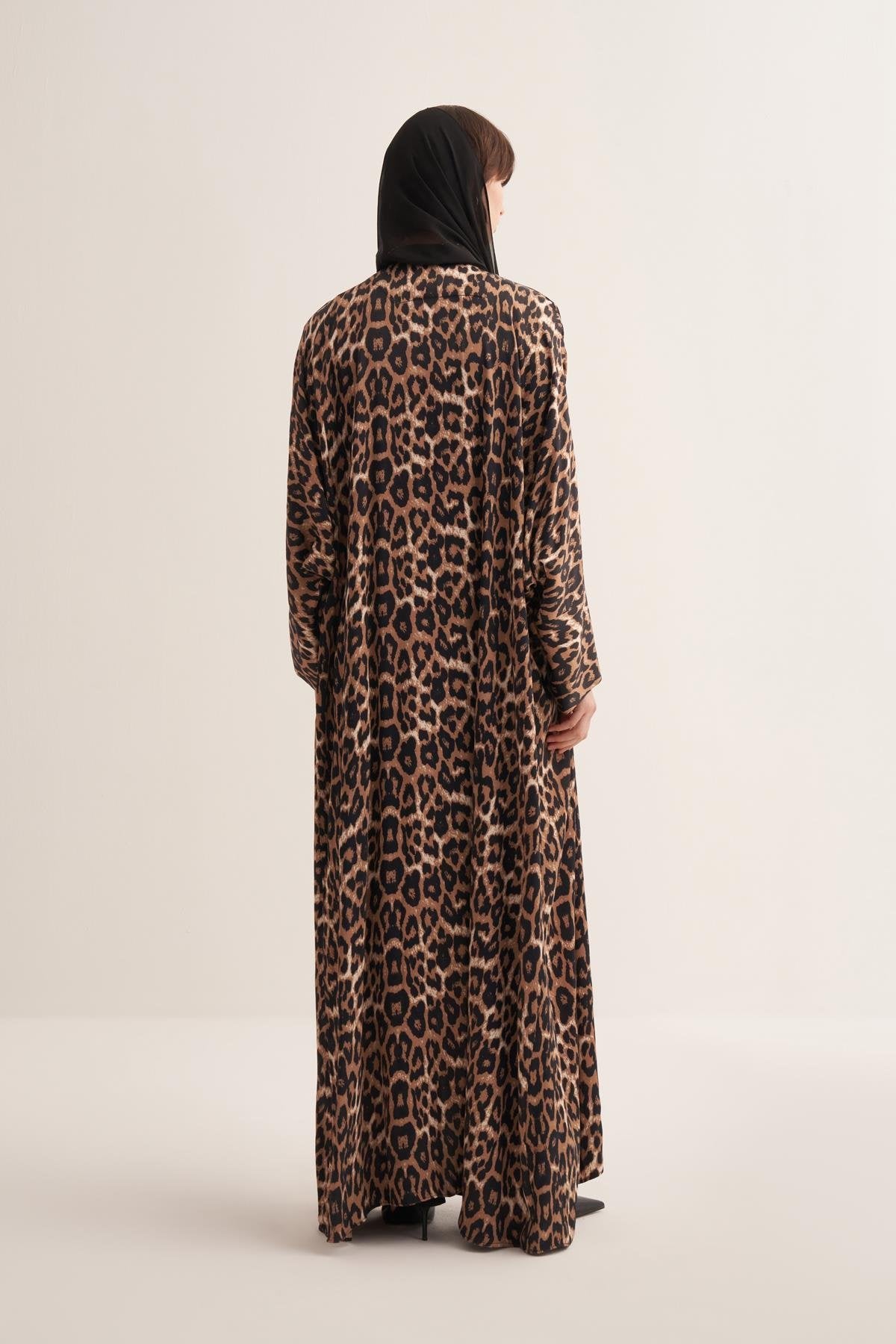 Leopard Patterned Viscose Abaya - sonafey