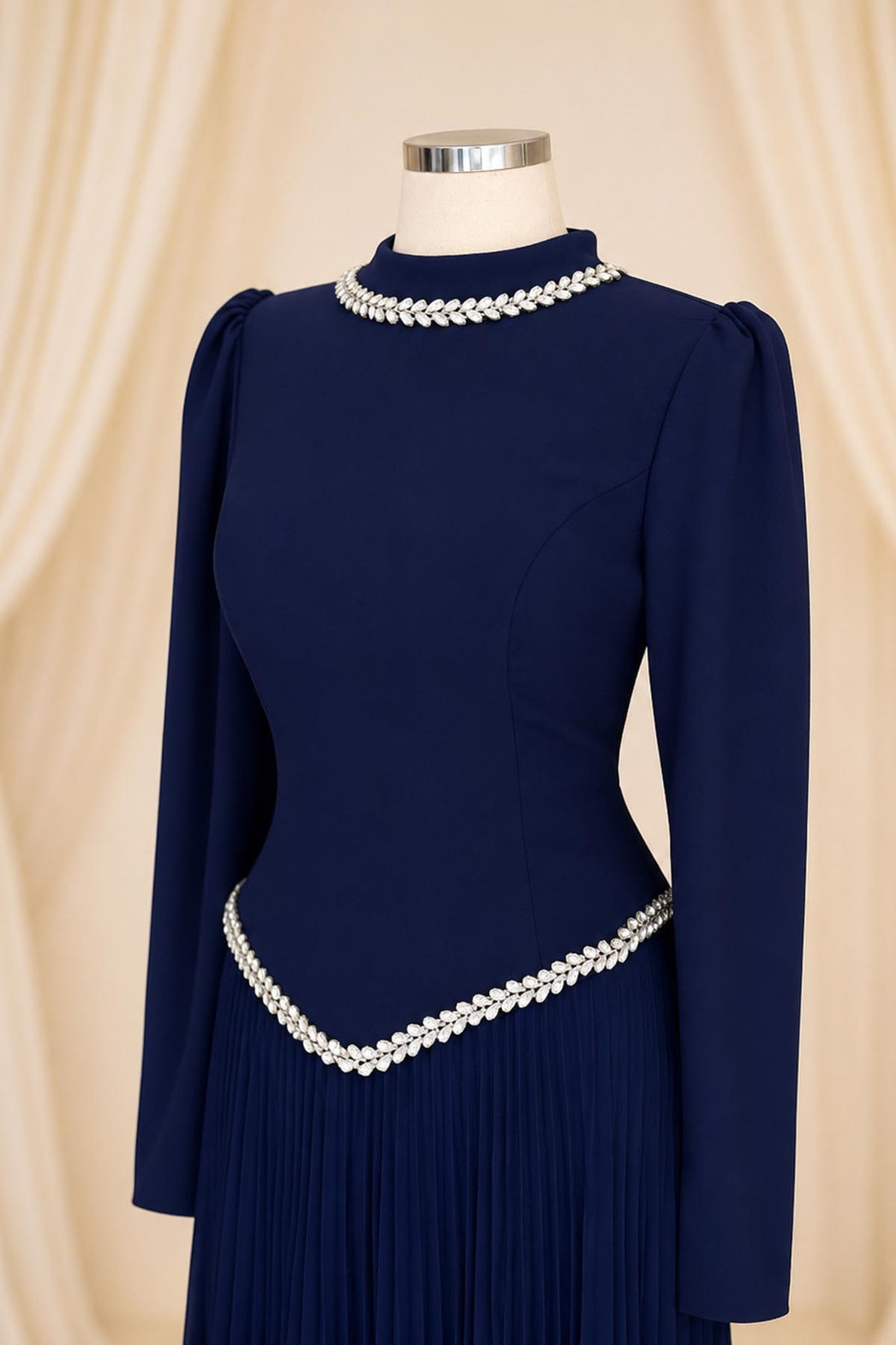 Lidya Modest Evening Dress - Navy