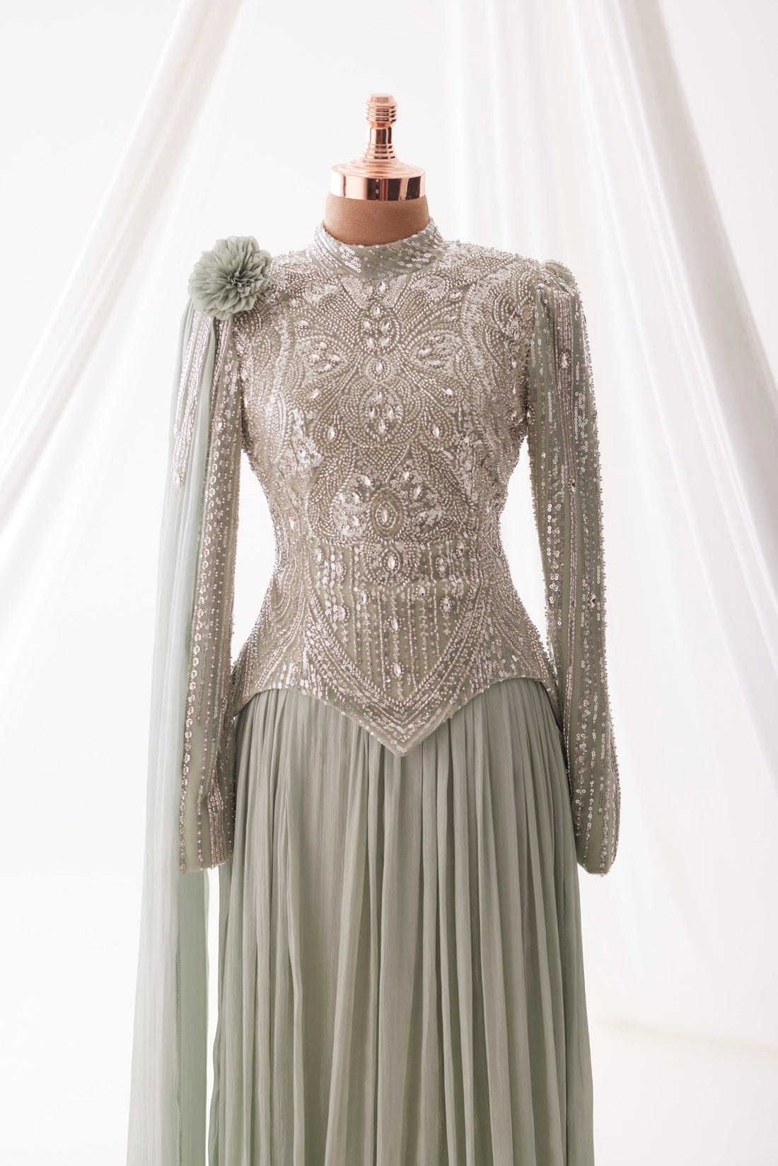 Melina Evening Gown - Mint - view 2