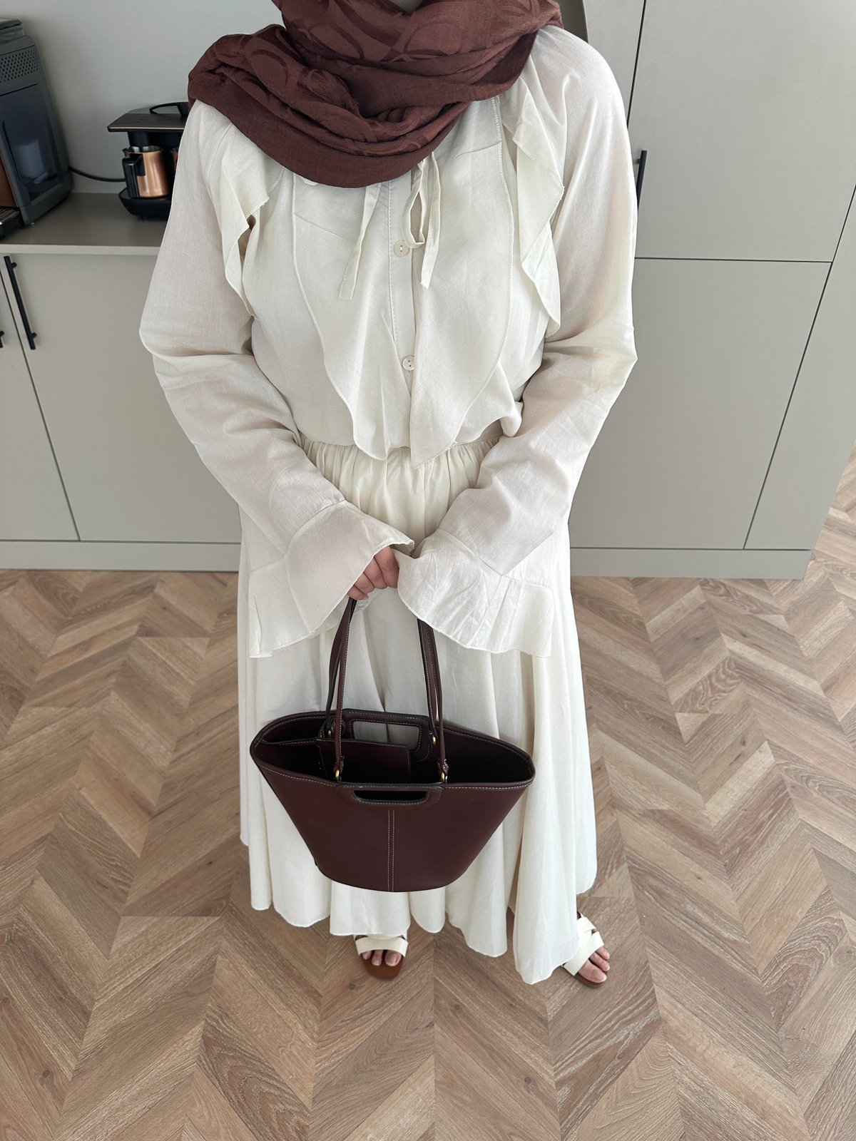Cotton Voile Beige Skirt Set