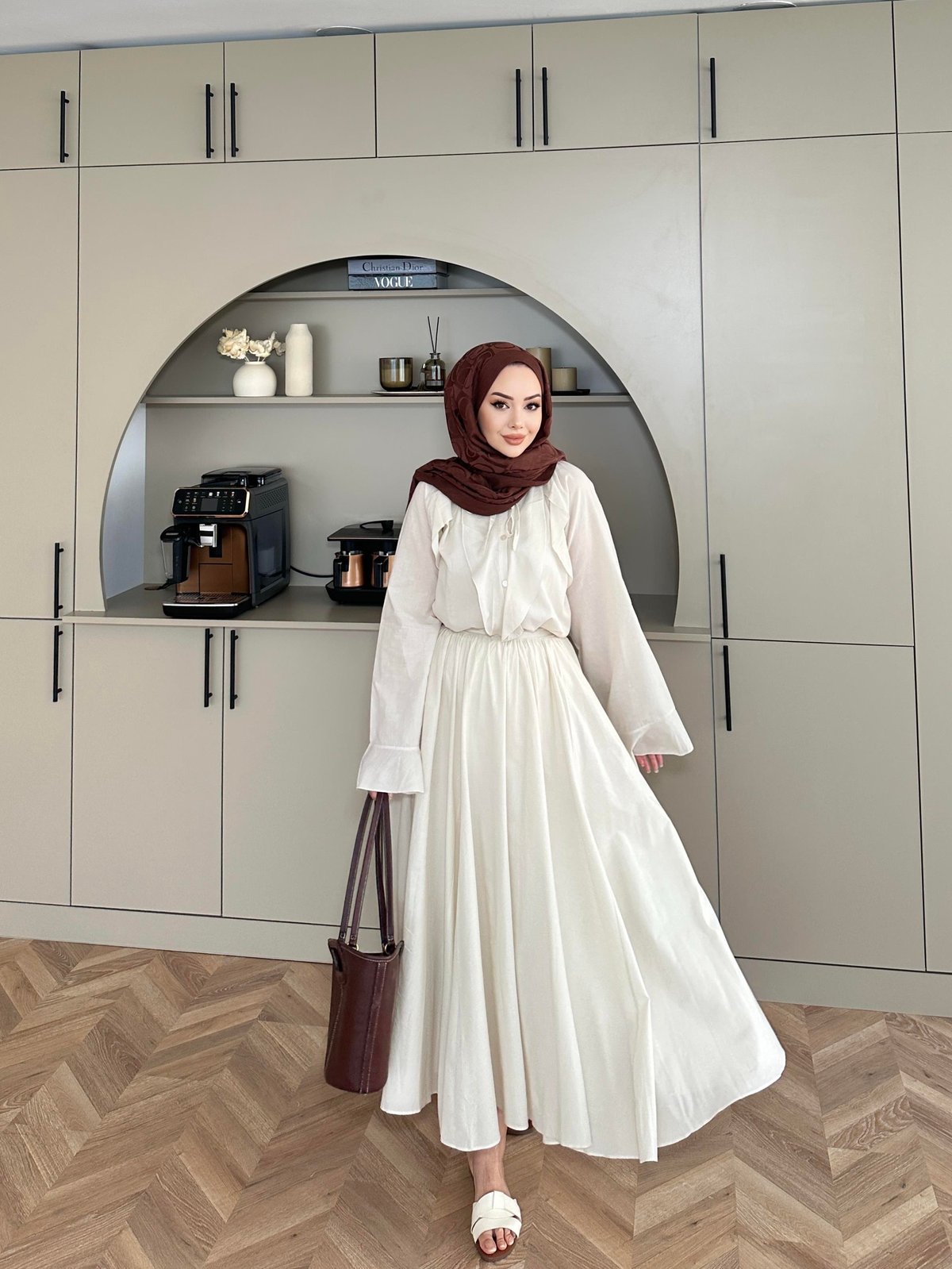 Cotton Voile Beige Skirt Set