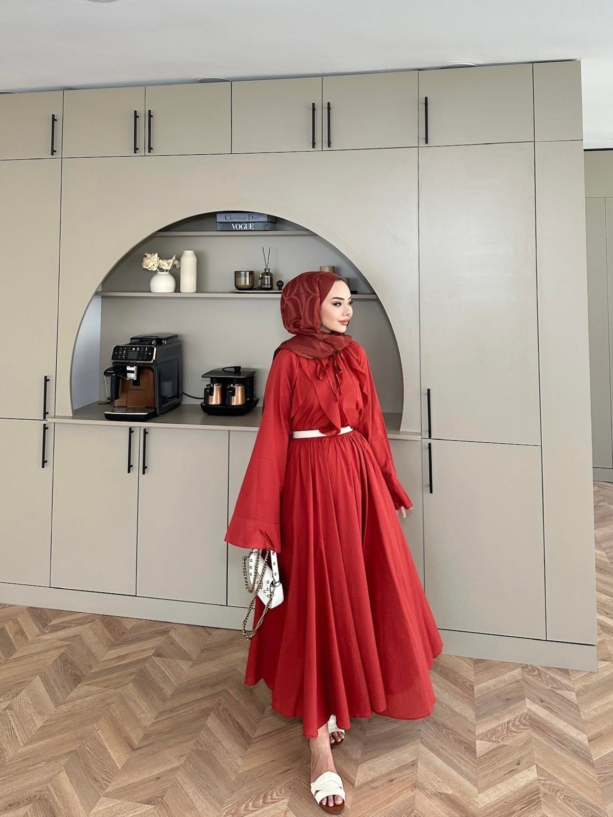 Cotton Voile Terracotta Skirt Set