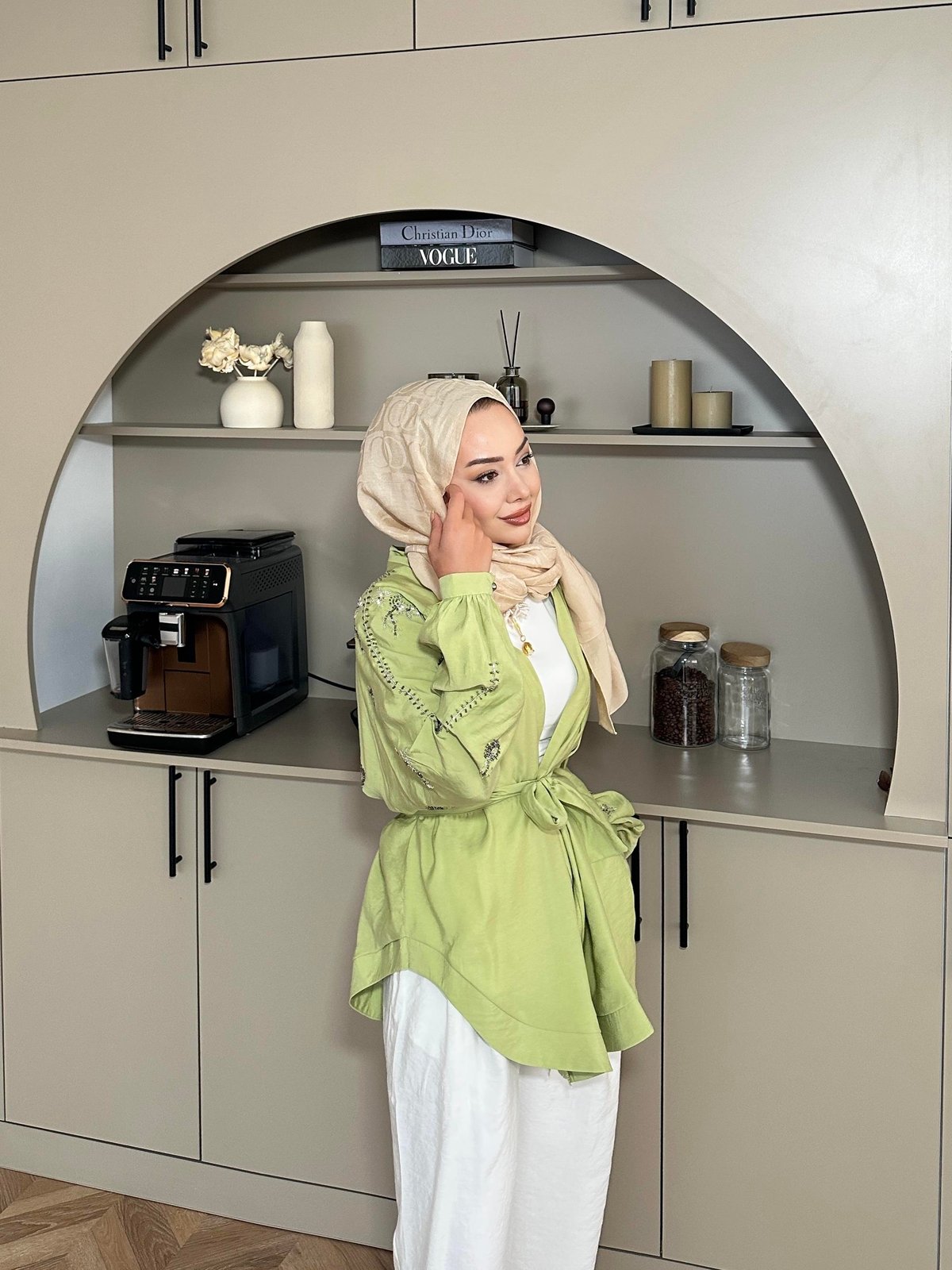 Embroidered Kimono Pistachio Green