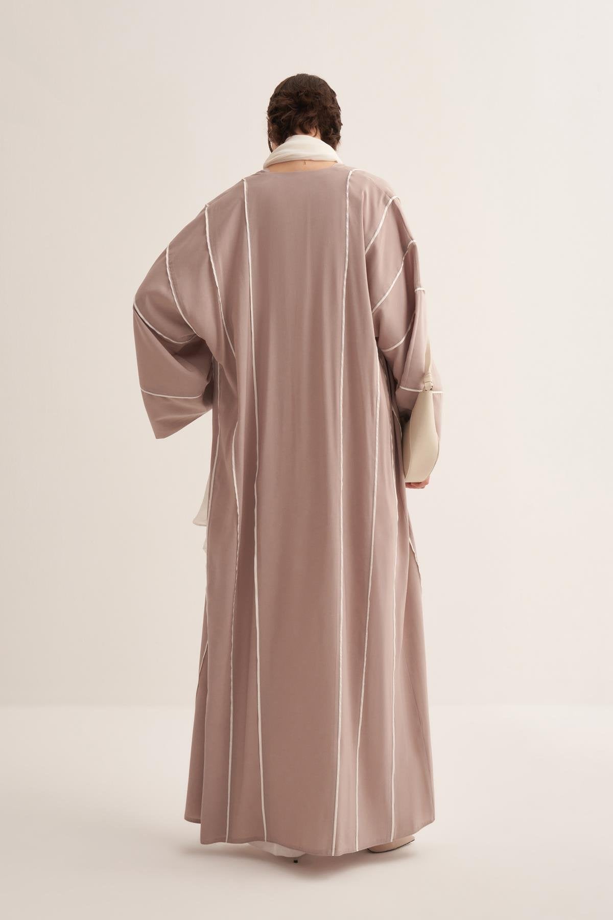 Beige Casual Abaya in Natural Viscose Fabric - sonafey