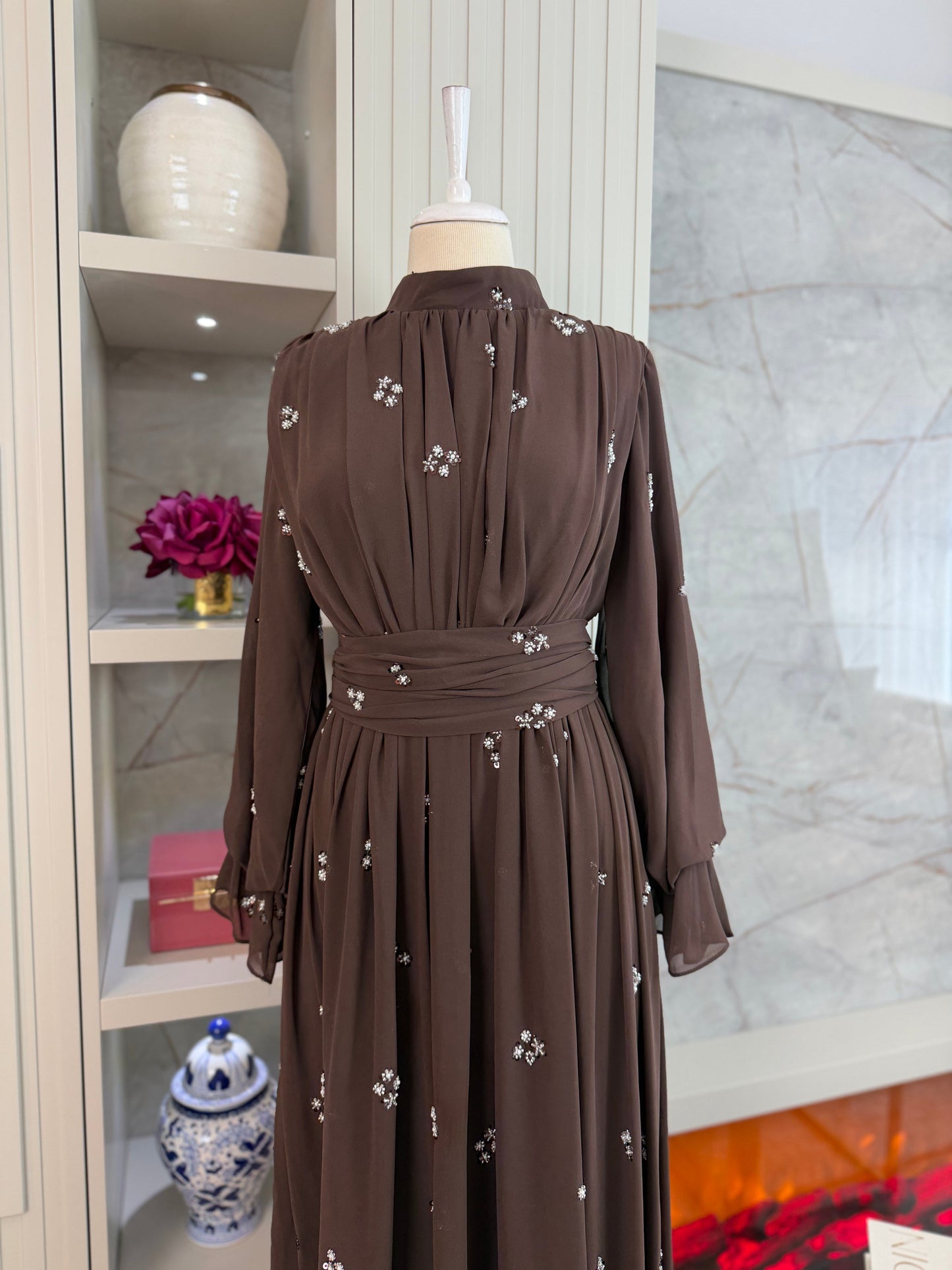 Nadia Evening Dress - Mocha