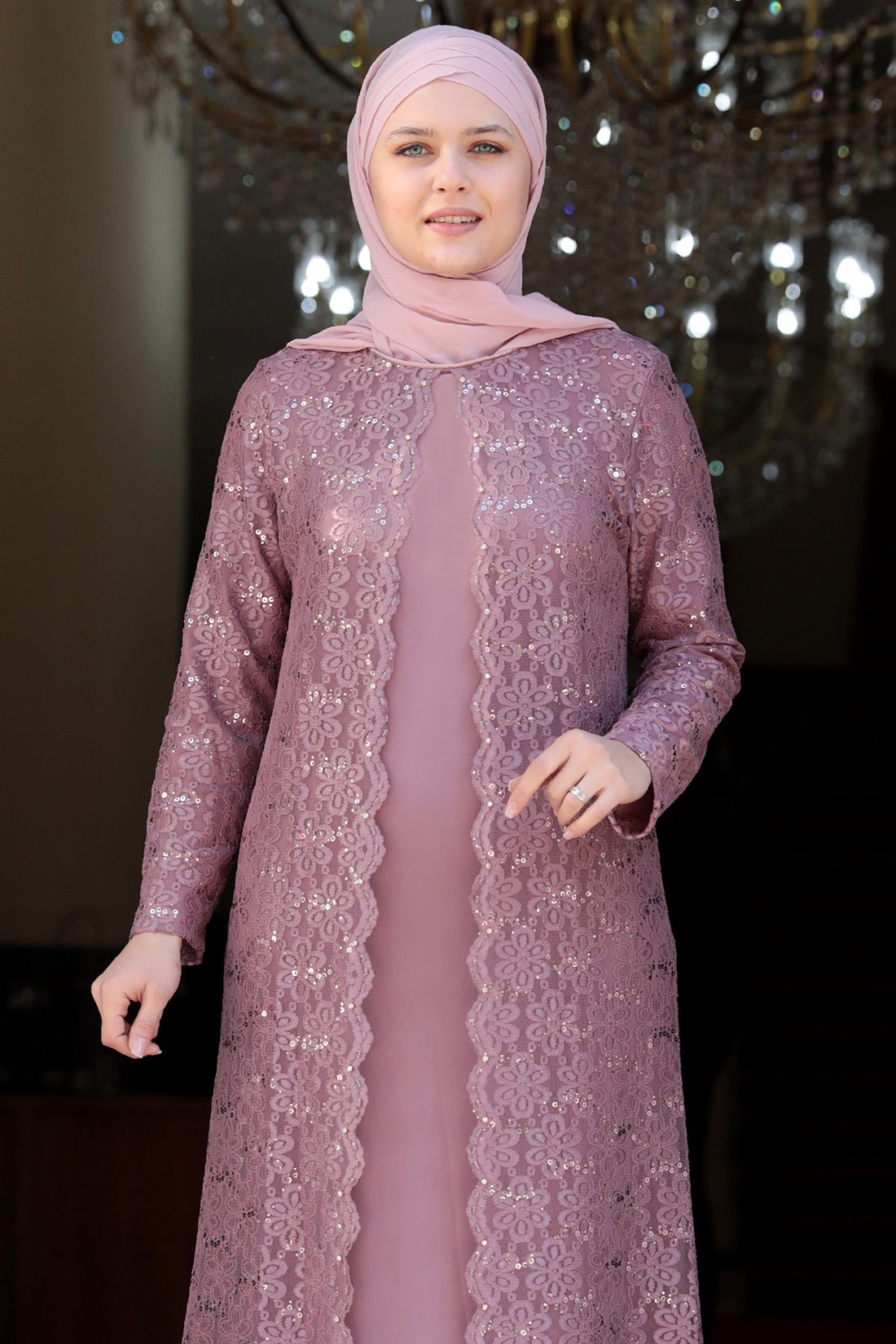Papatya Modest Evening Dress - Blush Pink