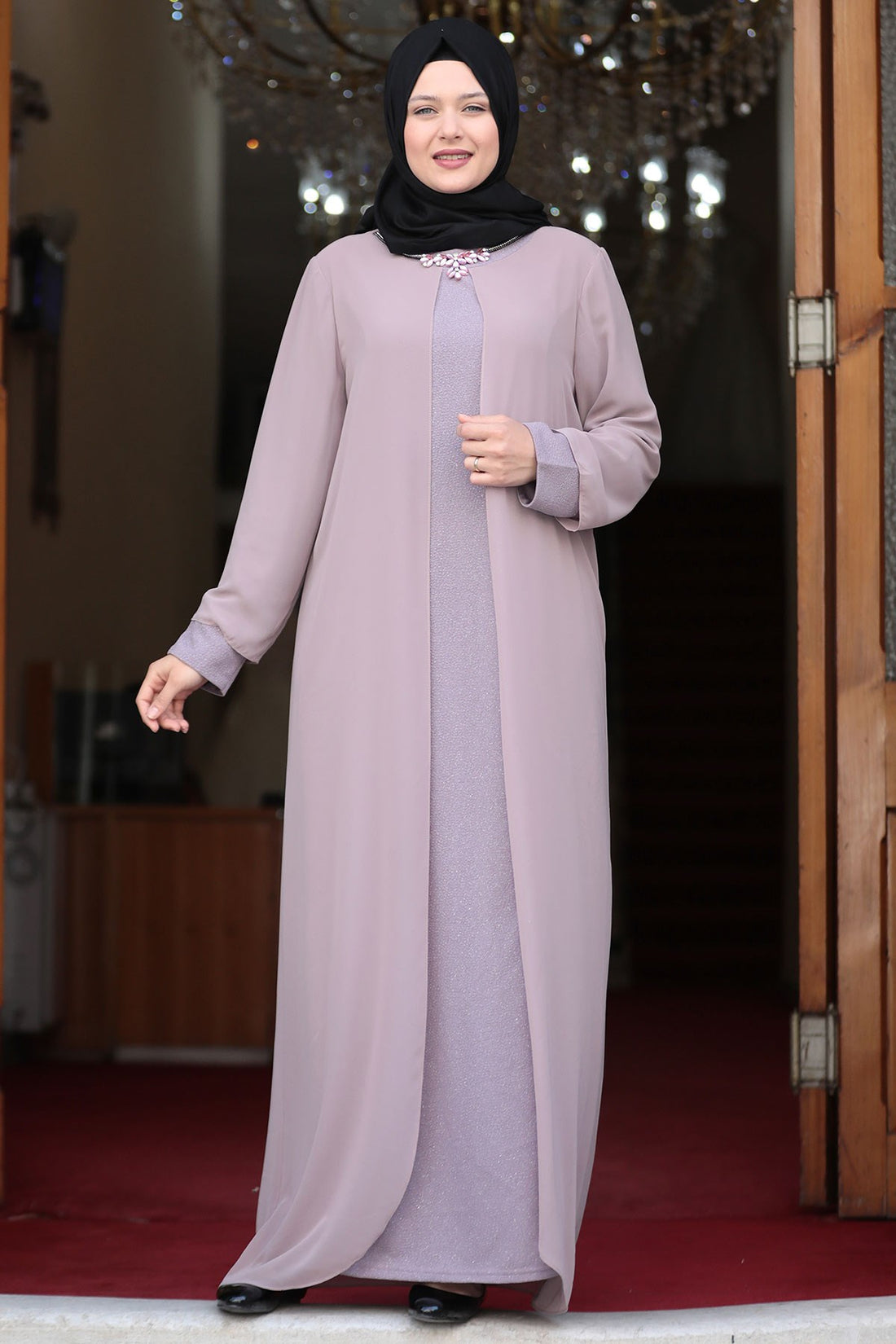 Parıltı Modest Evening Dress - Blush Pink