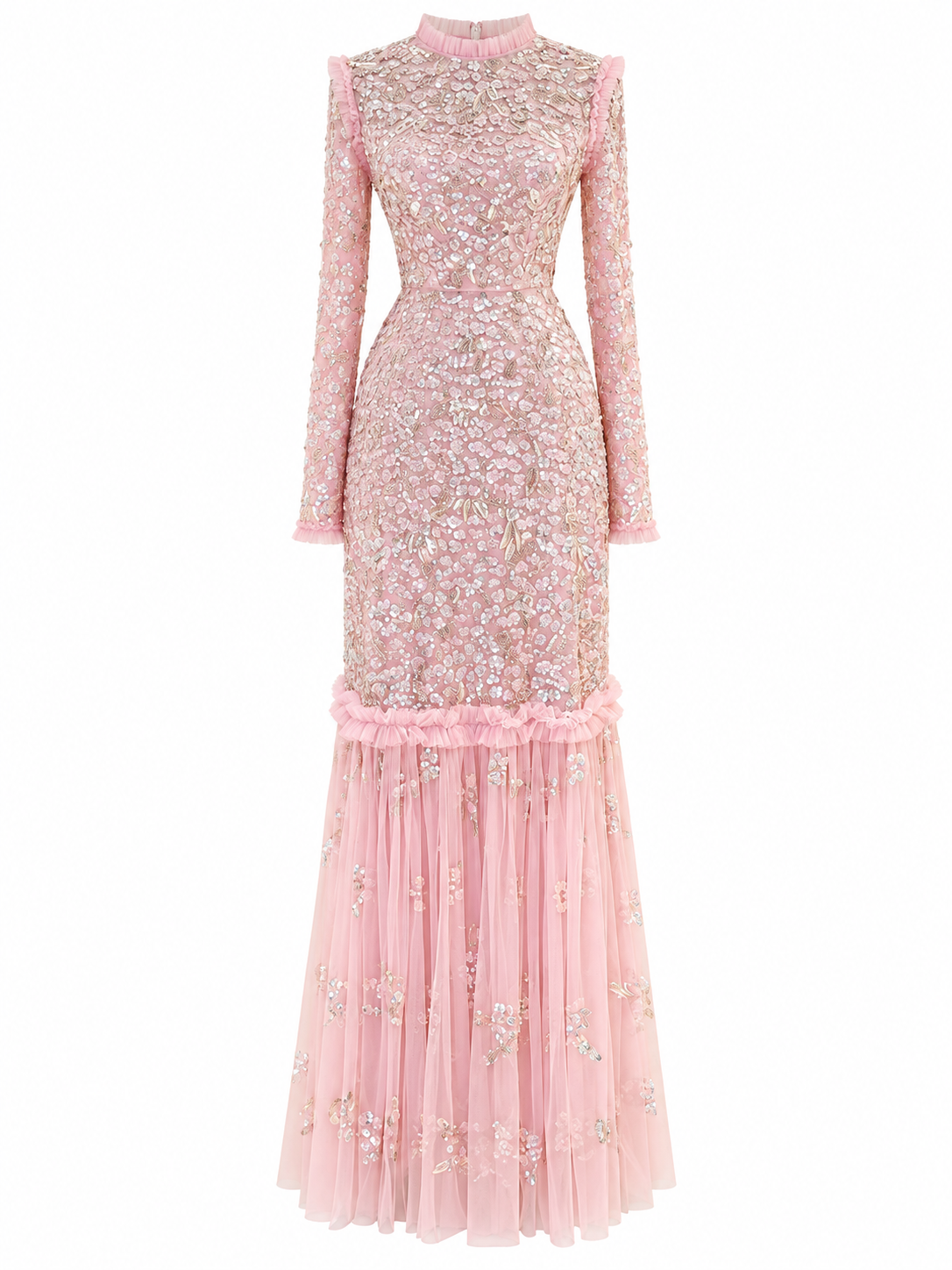 Couture Valentina Modest Evening Dress - Powder Pink