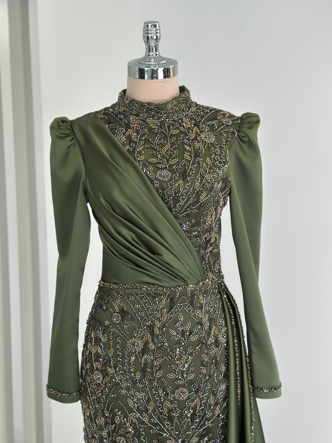 Regina Evening Gown - Khaki - view 2