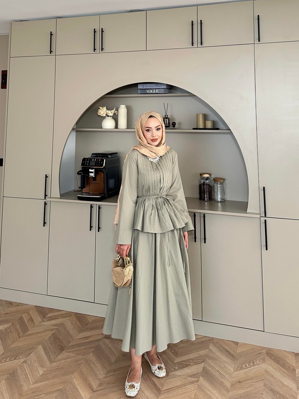 Rita Khaki Skirt Set