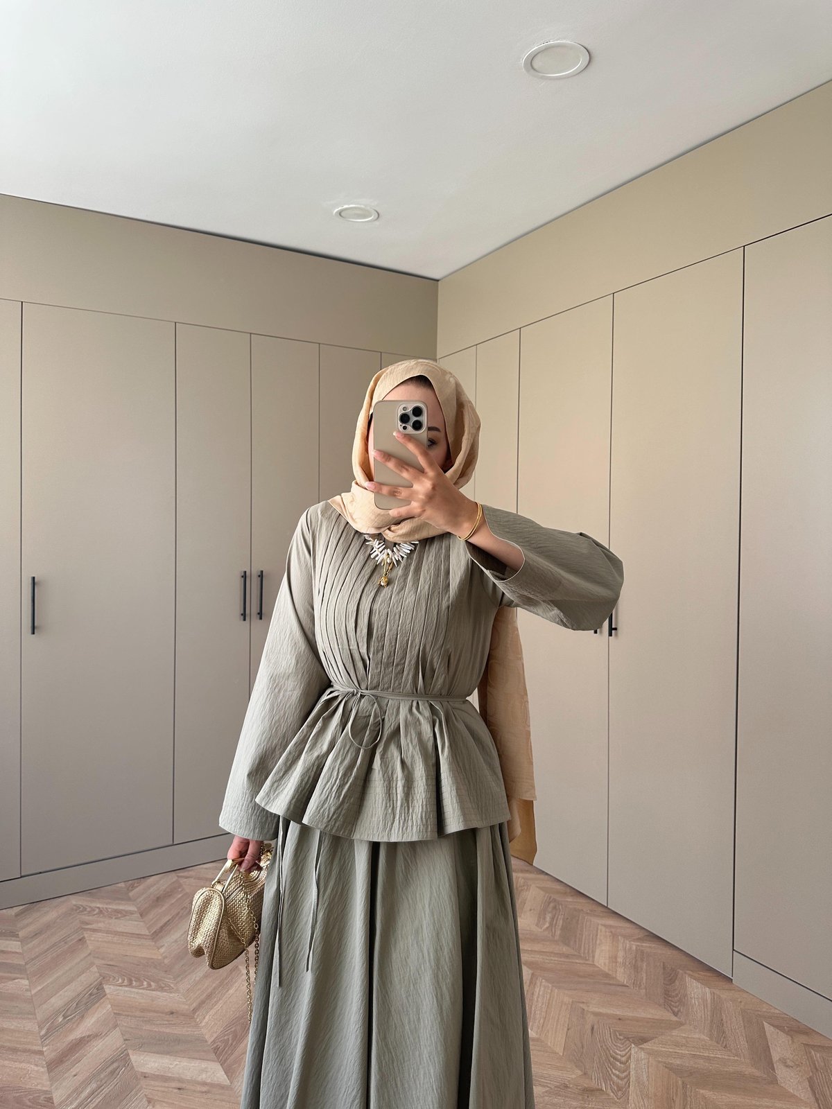 Rita Khaki Skirt Set
