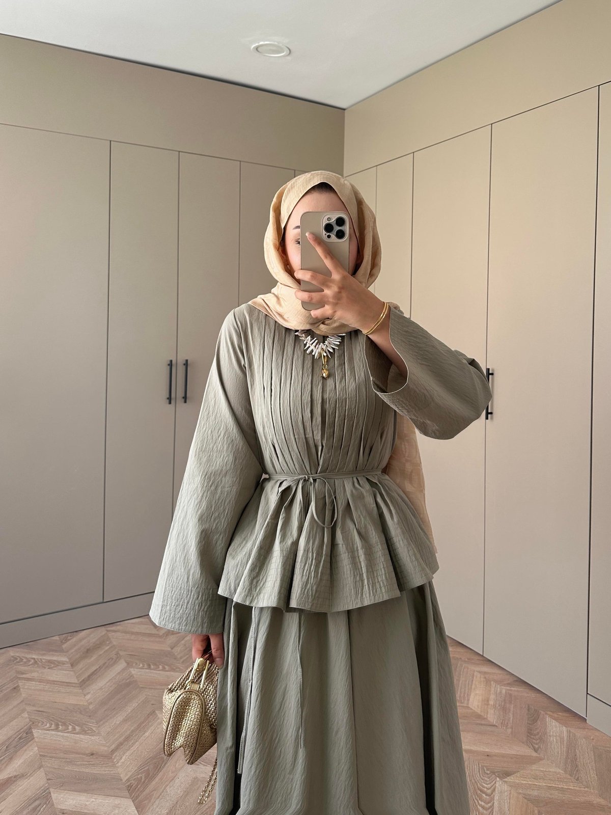 Rita Khaki Skirt Set