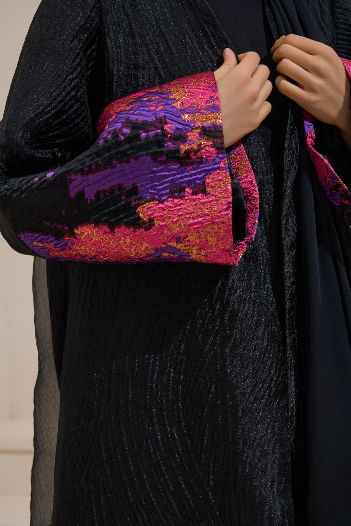Limited Edition Purple Jacquard Abaya - sonafey
