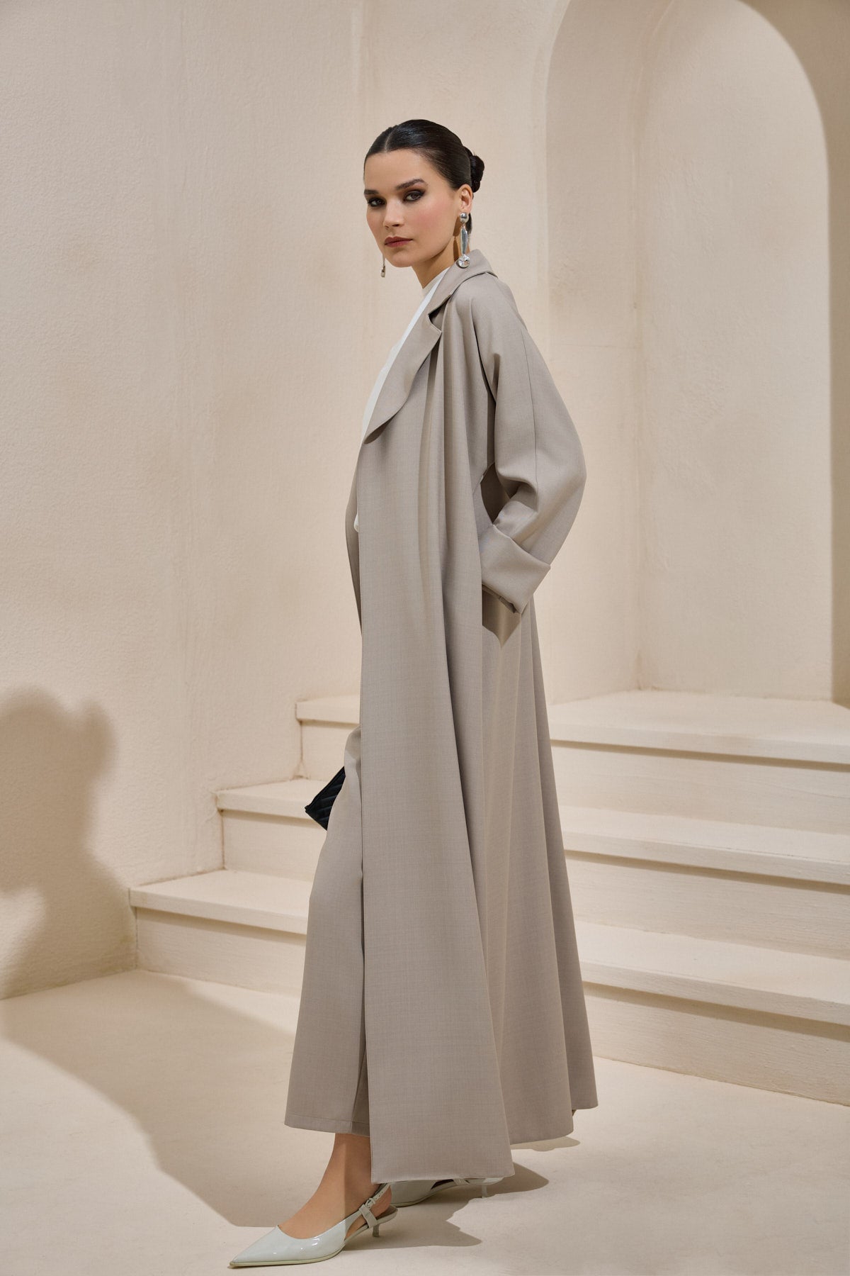 Mink Business Casual Abaya Set with Trousers - sonafey