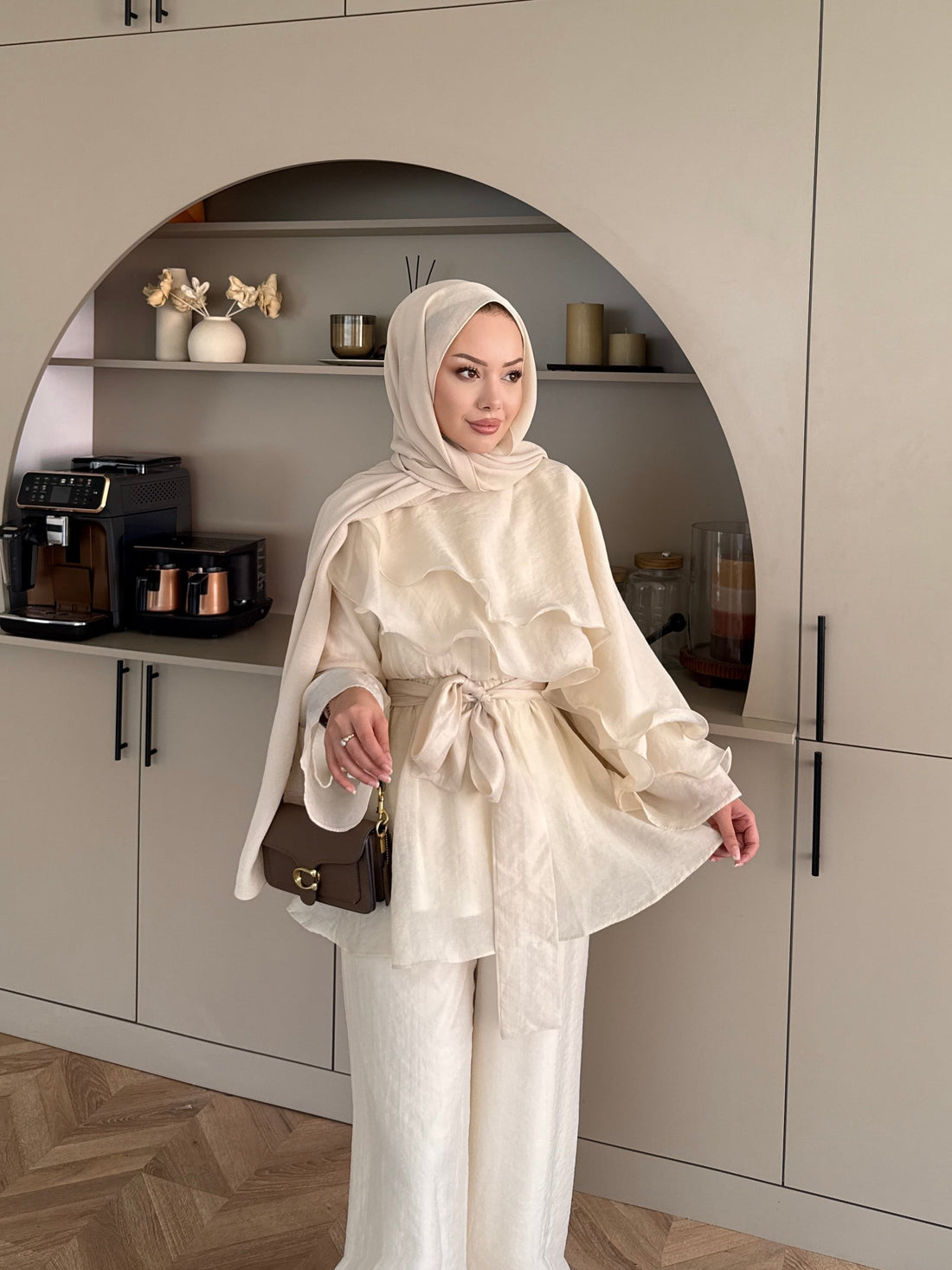 Shirley Ruffled Pant Set - Beige - view 3