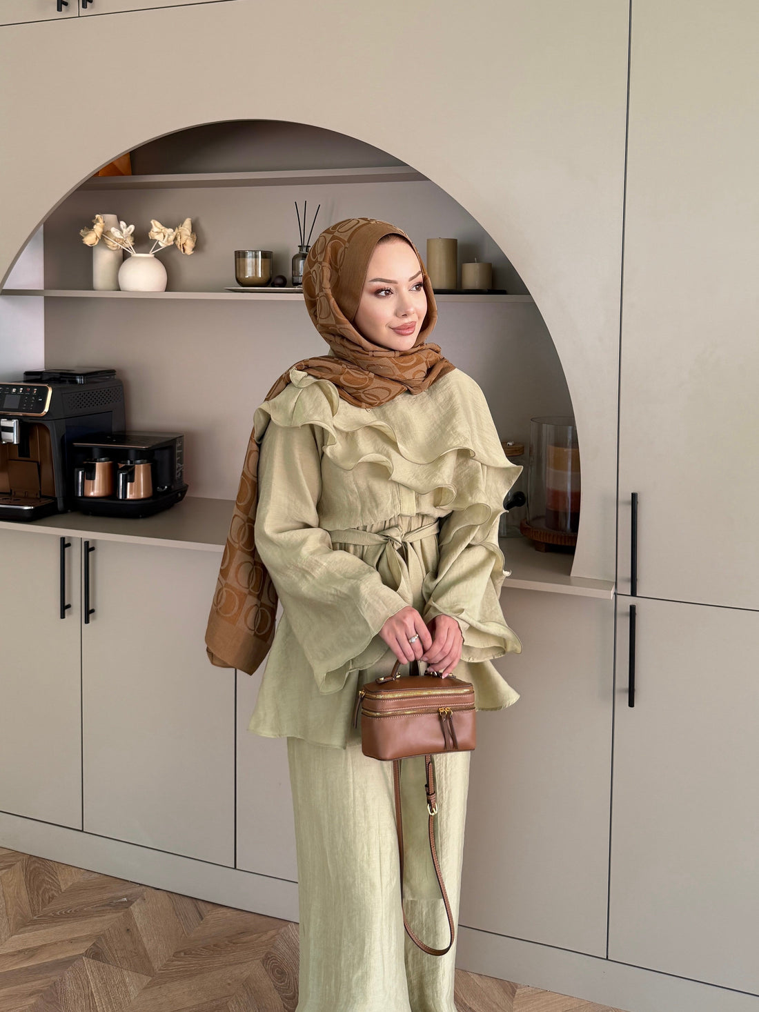 Shirley Ruffled Pant Set - Olive - view 2
