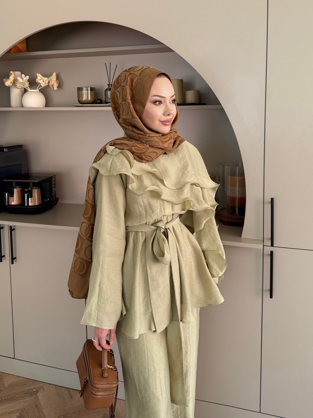 Shirley Ruffled Pant Set - Olive