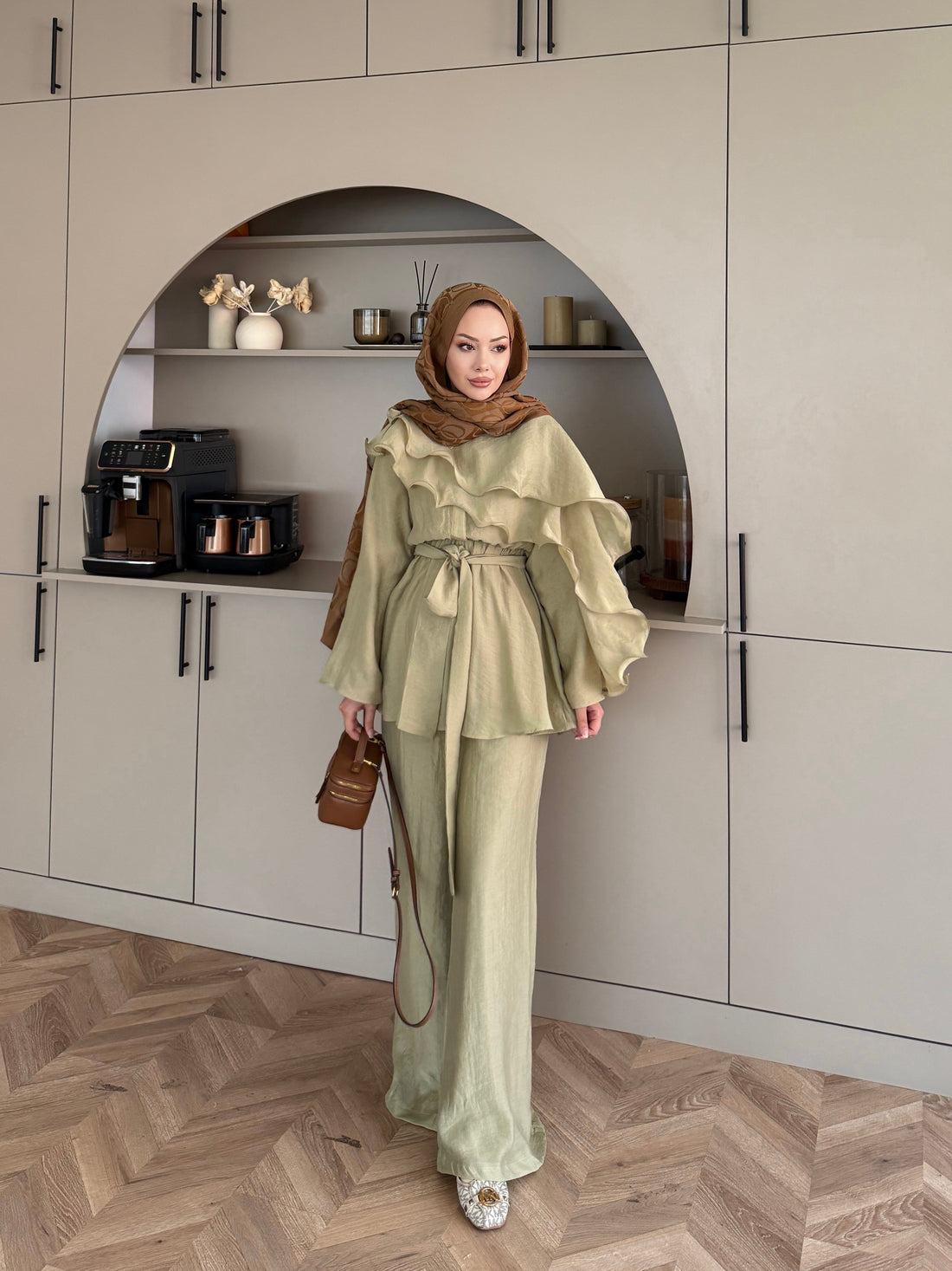 Shirley Ruffled Pant Set - Olive - view 9