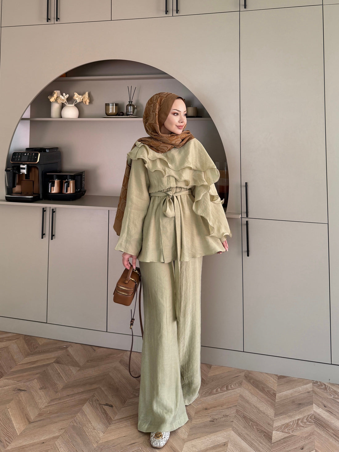Shirley Ruffled Pant Set - Olive - view 3