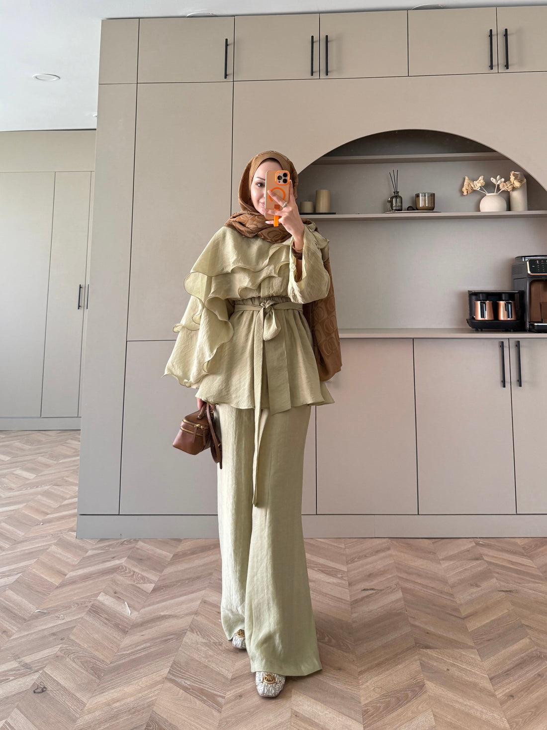 Shirley Ruffled Pant Set - Olive - view 8