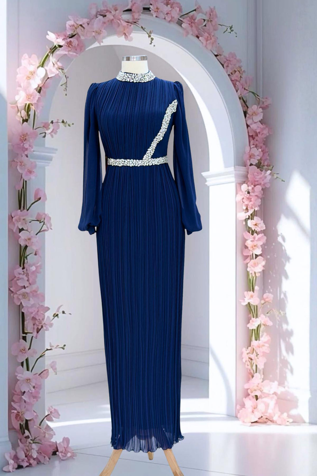 Sima Modest Evening Dress - Navy