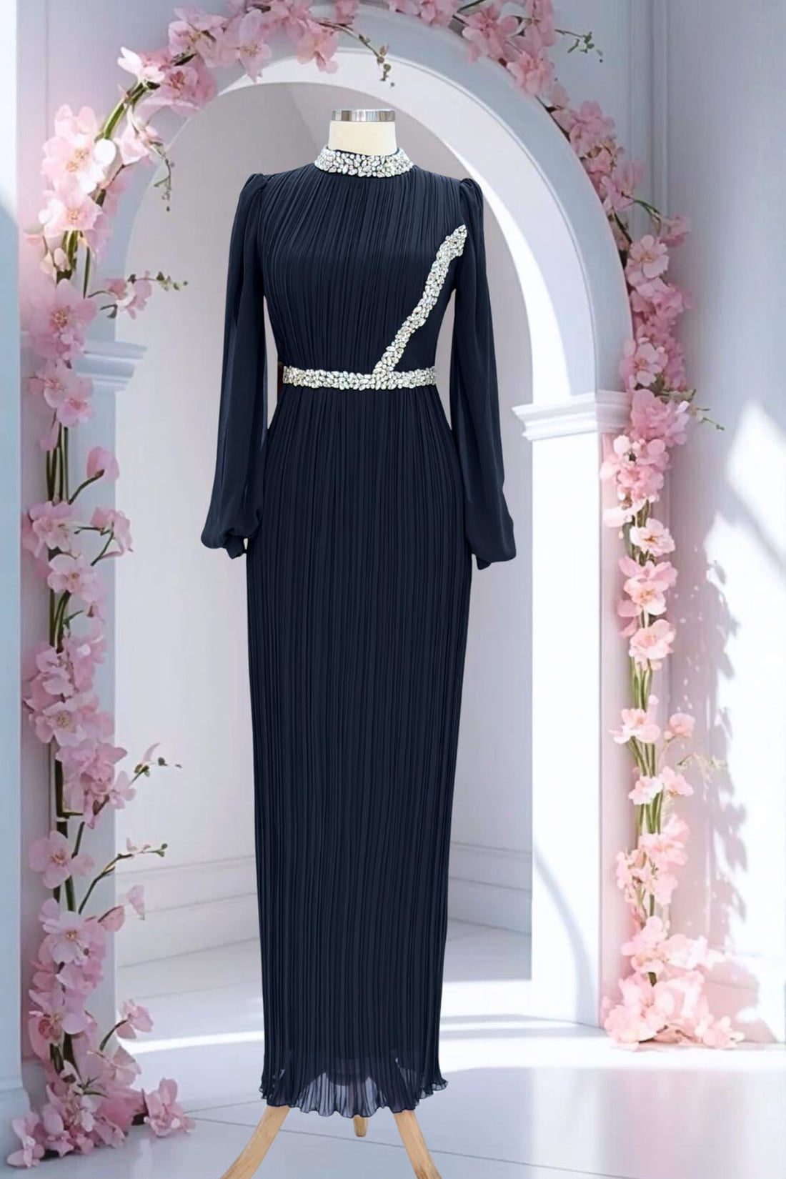 Sima Modest Evening Dress - Black