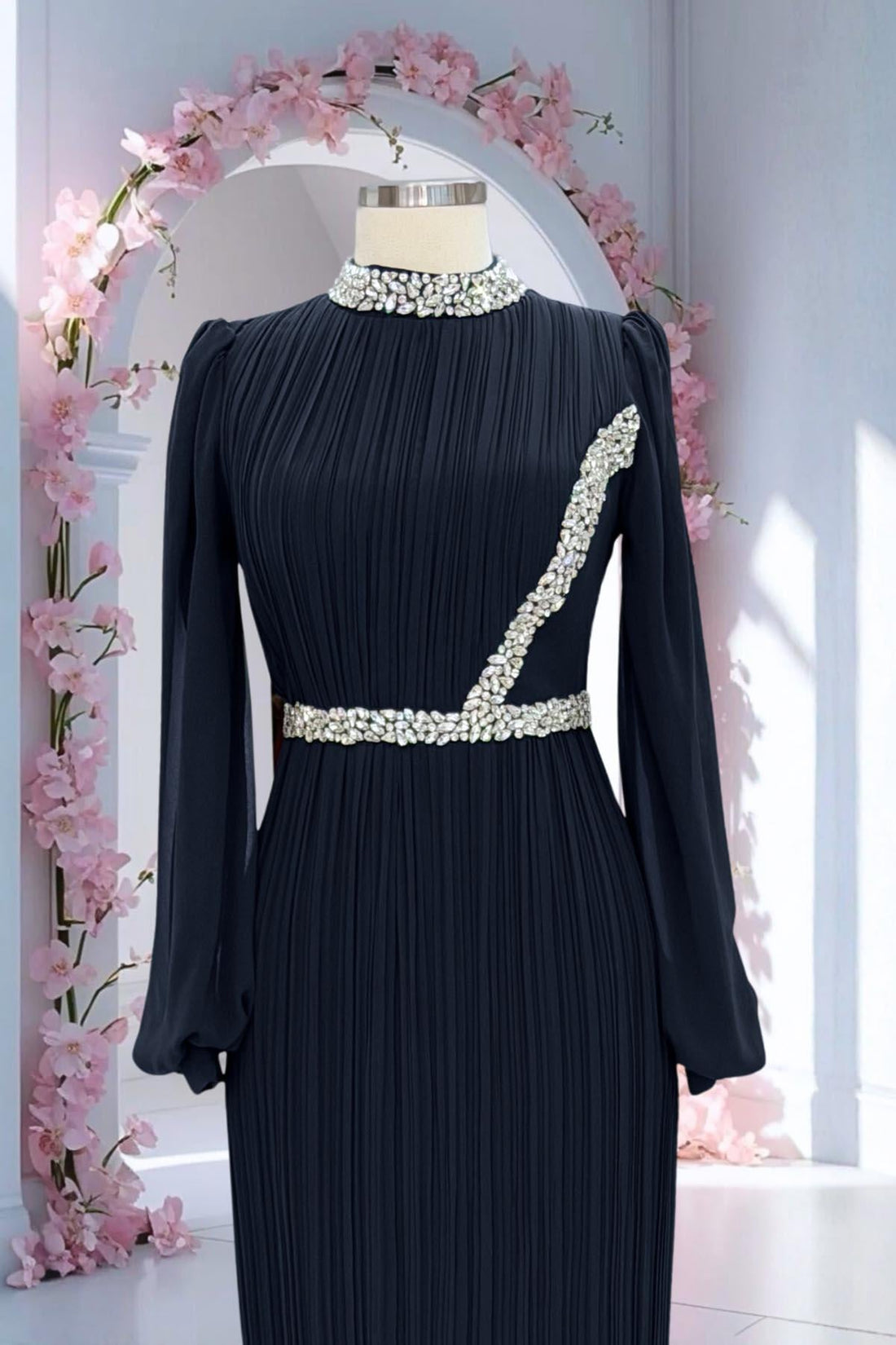 Sima Modest Evening Dress - Black