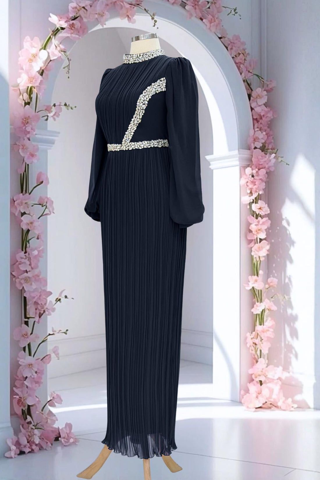 Sima Modest Evening Dress - Black