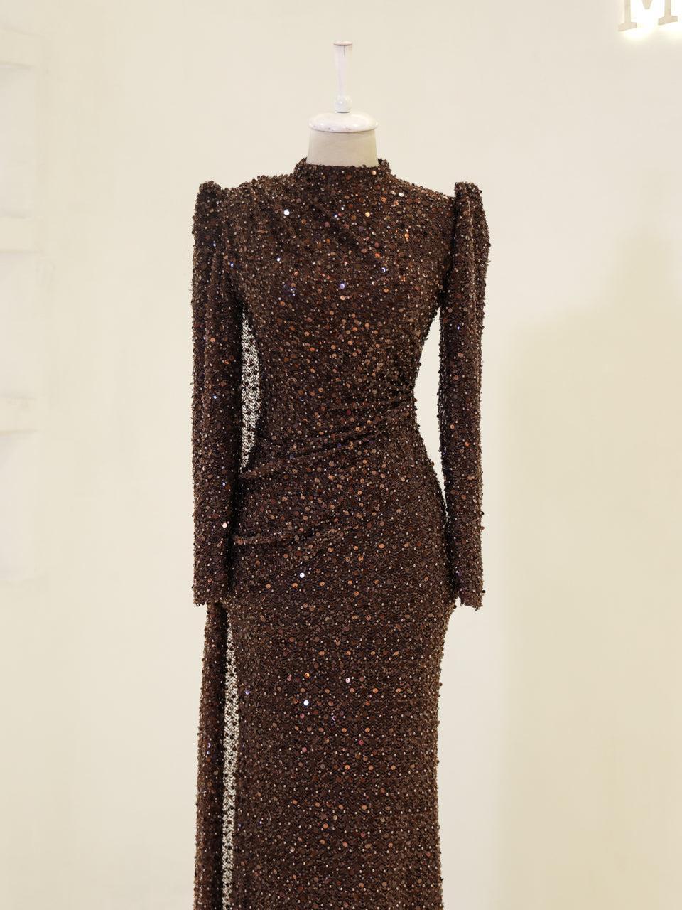 Lujain Evening Dress - Mocha