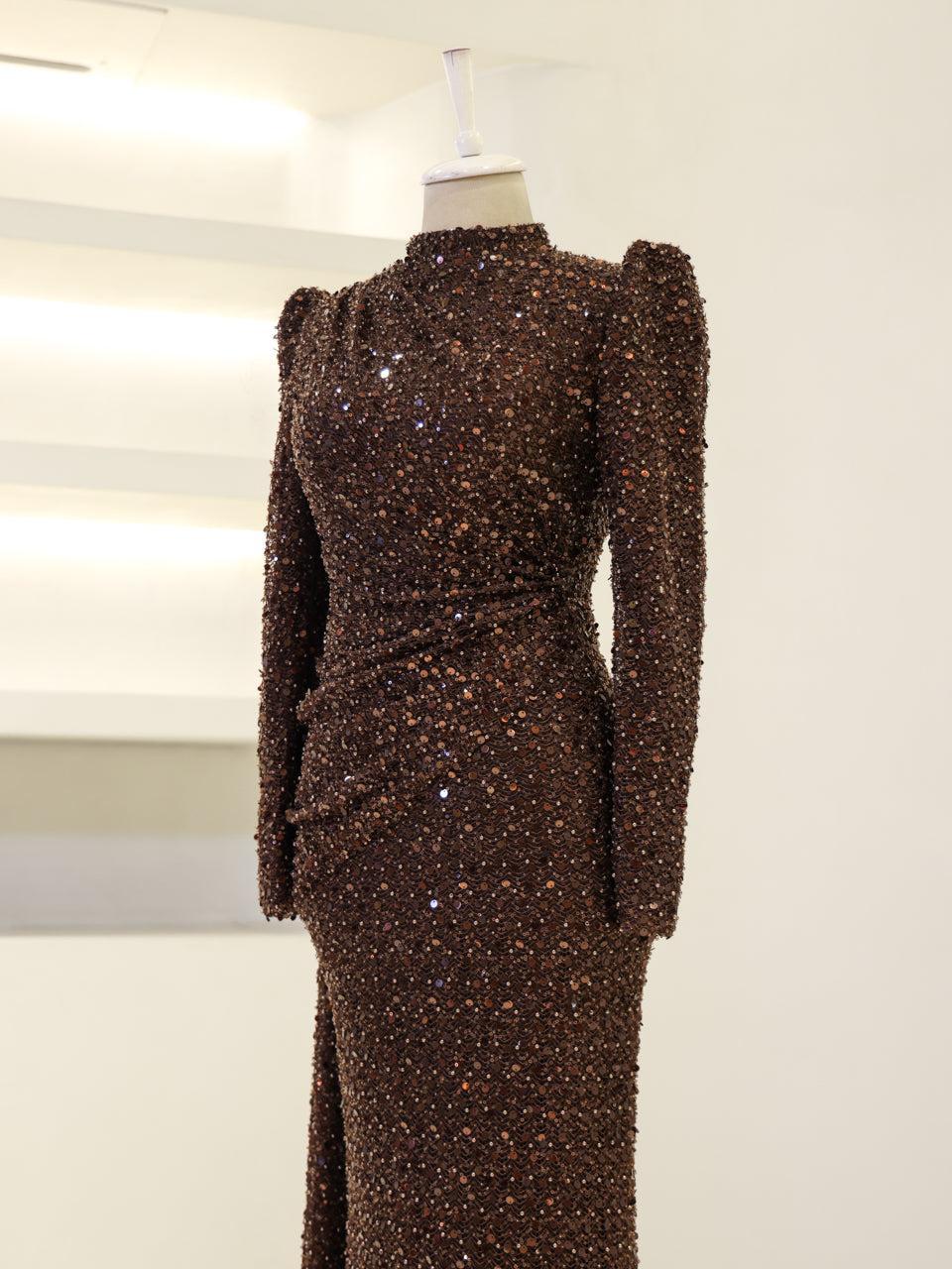 Lujain Evening Dress - Mocha - view 2