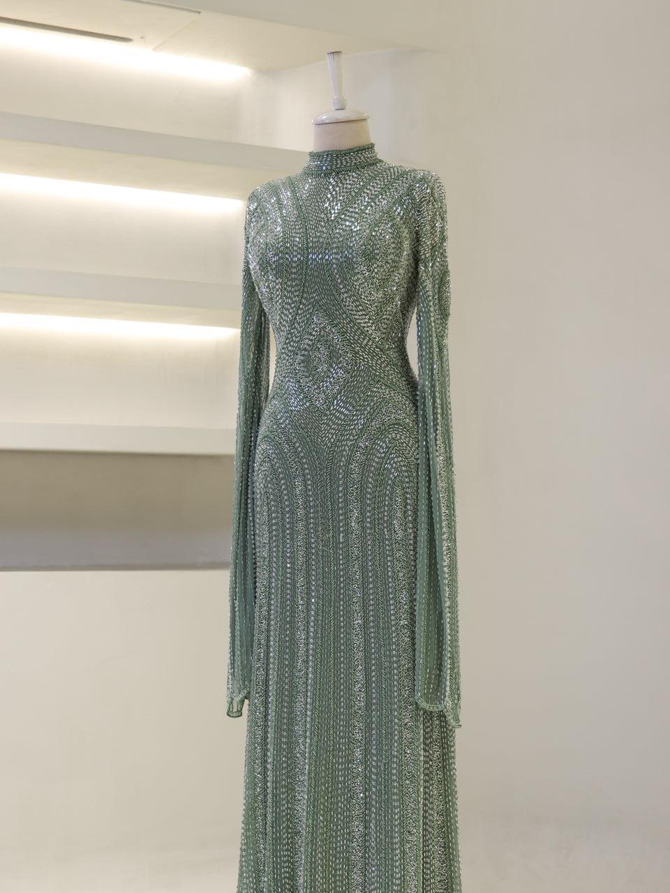 Berru Couture Evening Dress - Pistachio Green - view 3