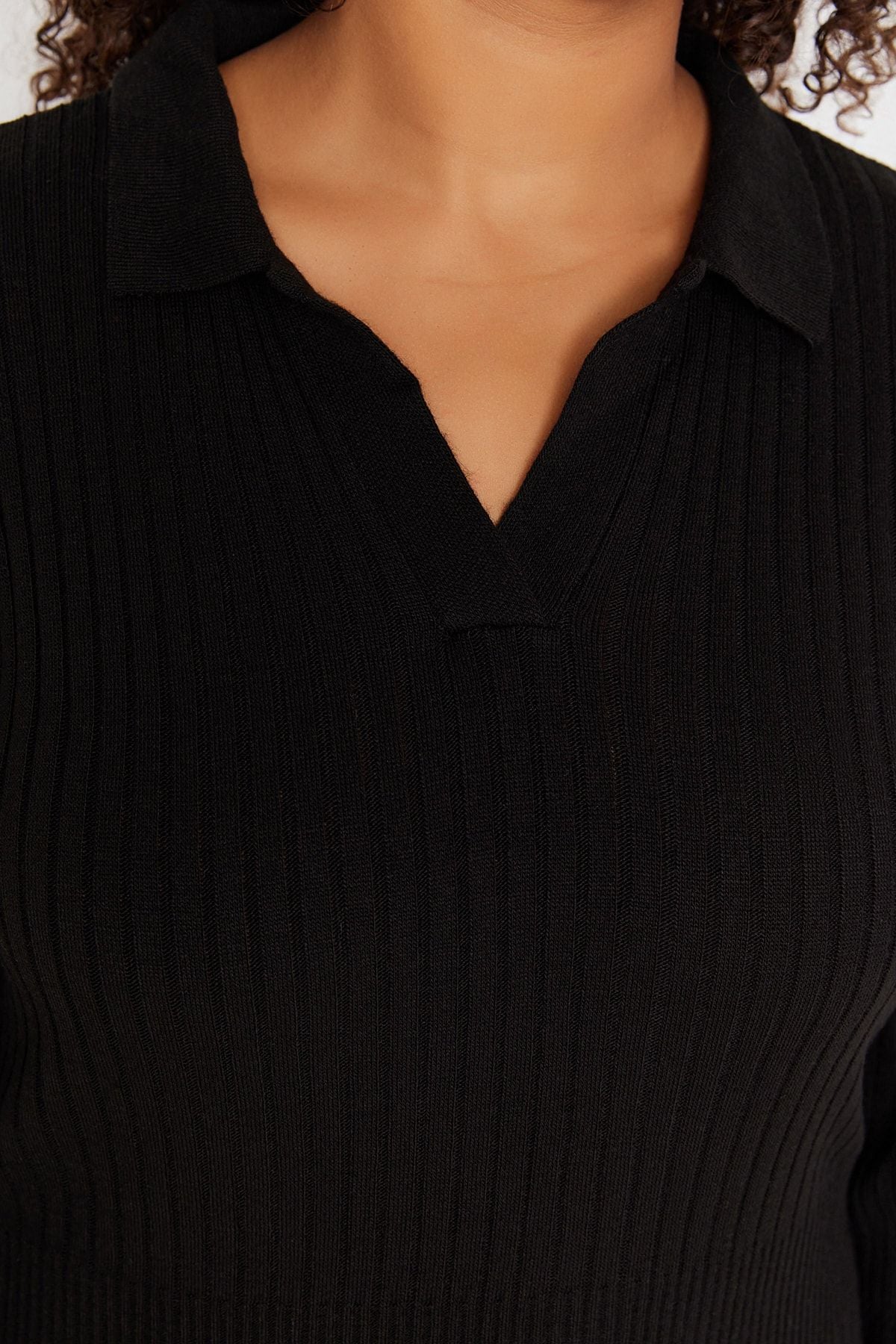 Curve Black Polo Neck Ribbed Knit Plus Size Dress