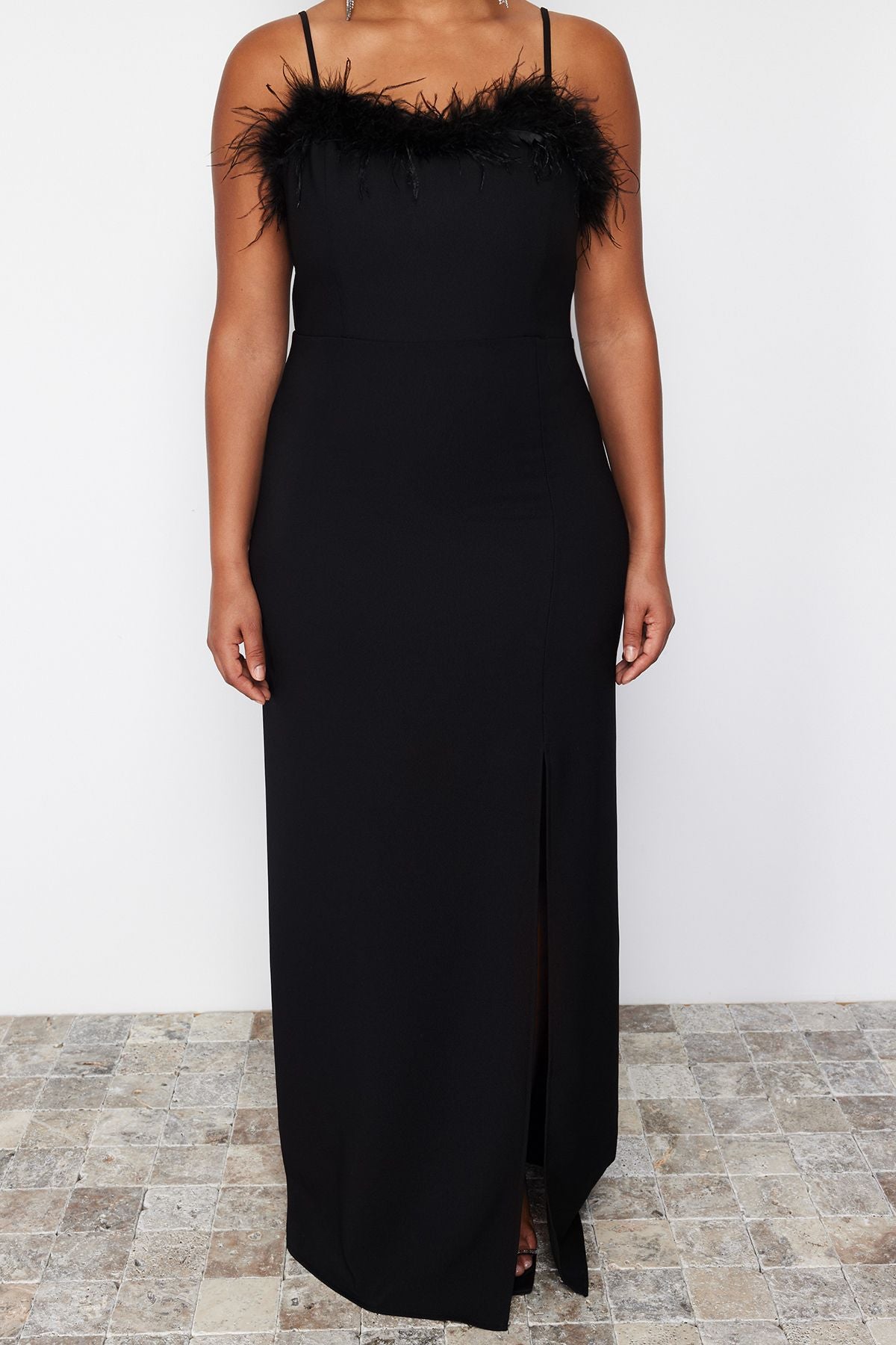 Curve Black Braided Strap/Strapless Woven Plus Size Party/Graduation/Evening Dress