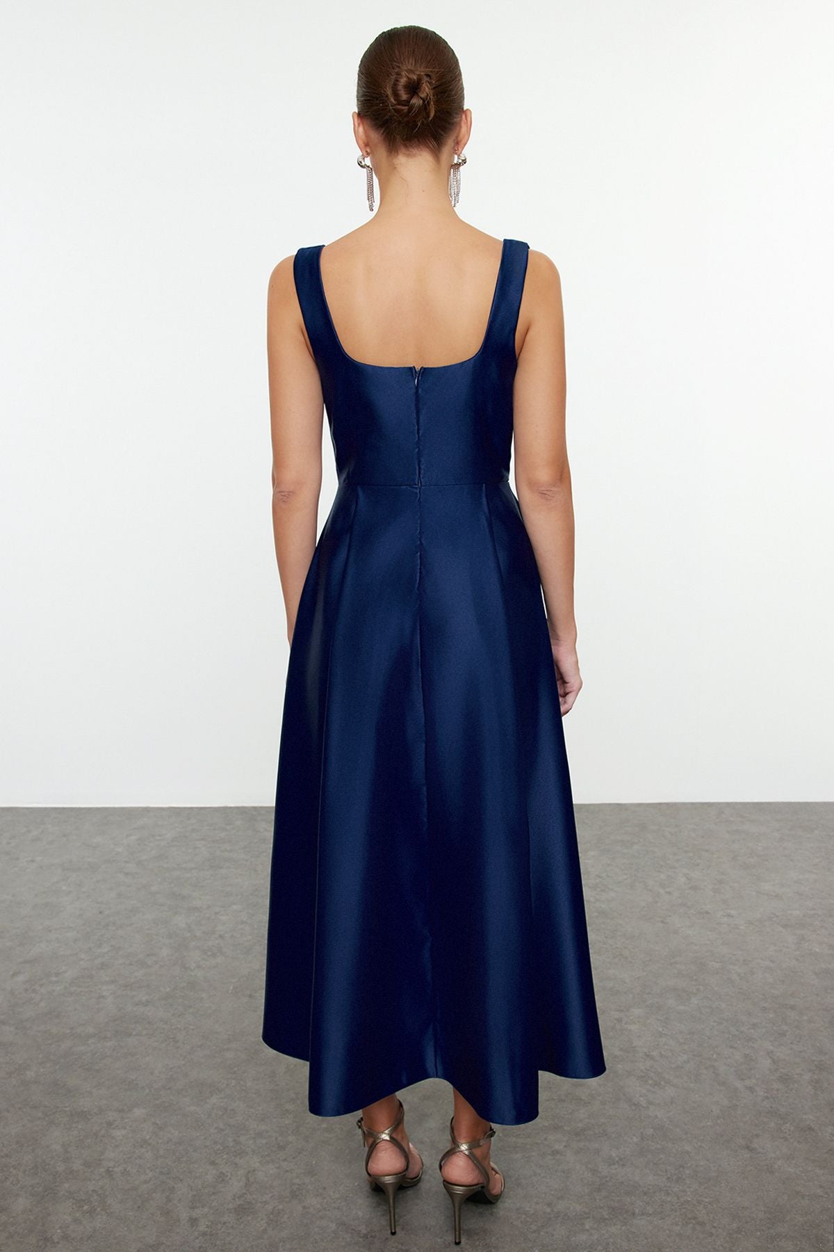 A-Line Satin Weave Elegant Evening Prom Dress