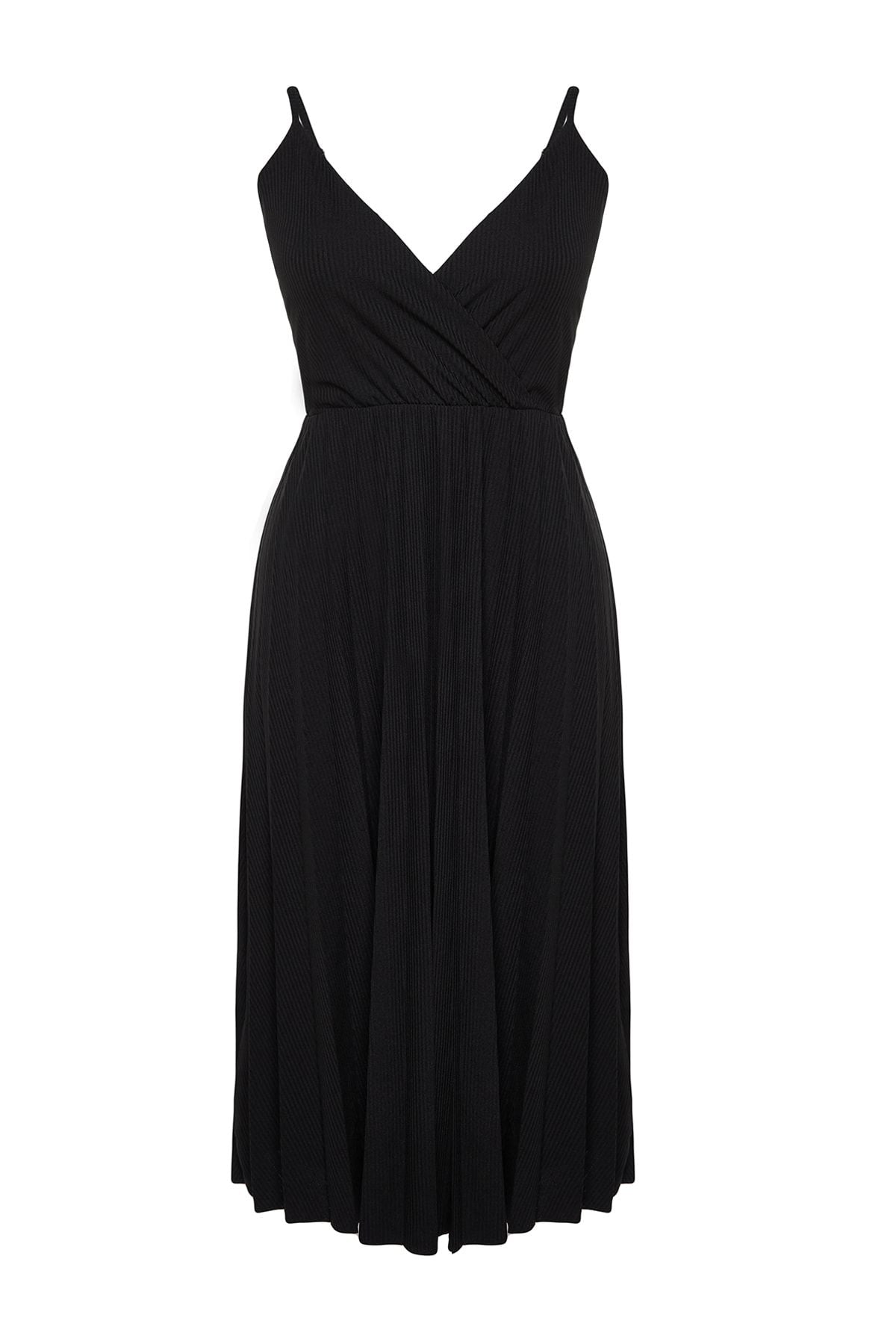 Curve Black Wrap Neck Strappy Knit Plus Size Dress