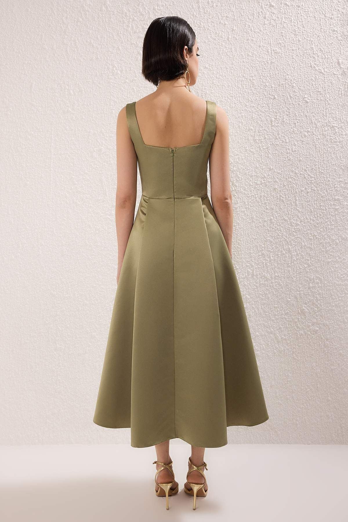 A-Line Satin Weave Chic Evening Prom Dress