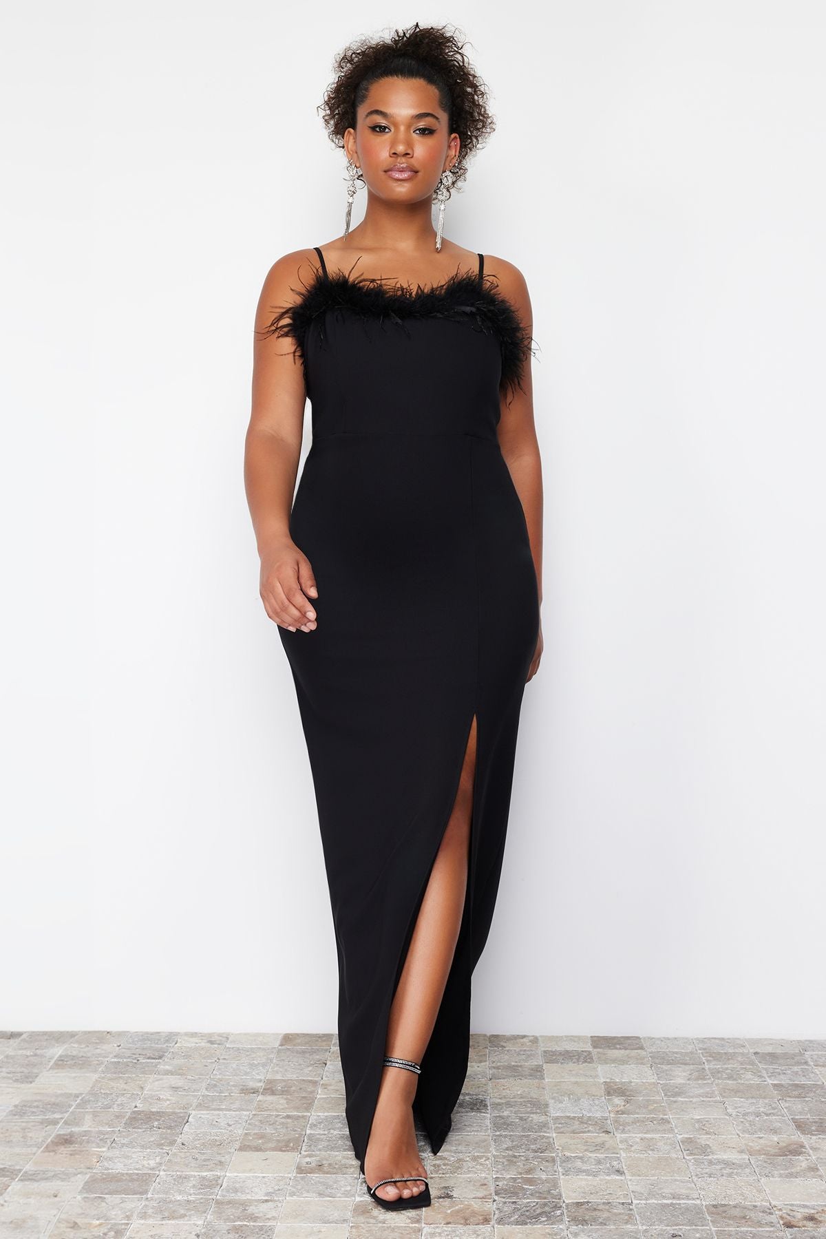 Curve Black Braided Strap/Strapless Woven Plus Size Party/Graduation/Evening Dress