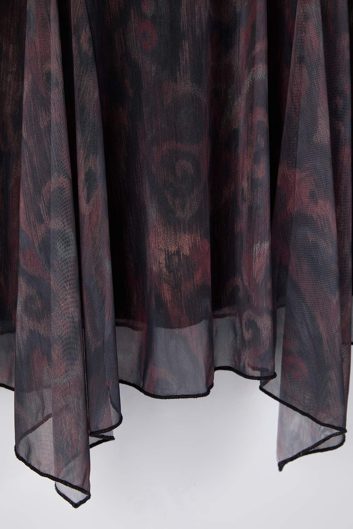 Curve Multi-Color Patterned Asymmetric Tulle Knit Plus Size Dress