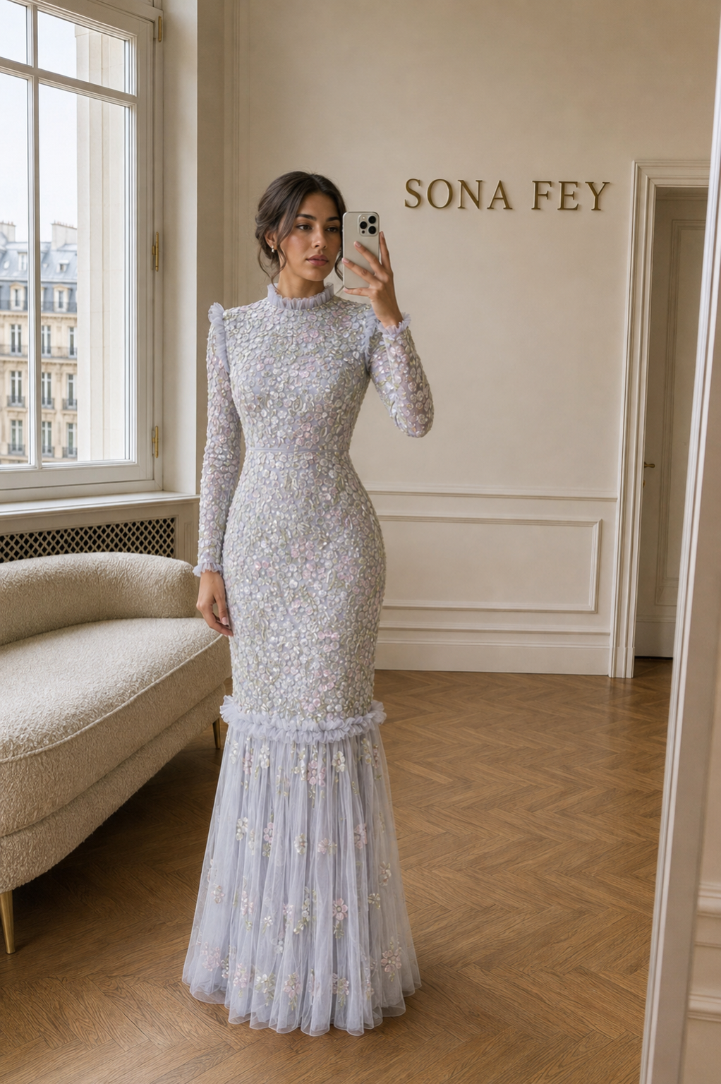 Couture Lilly Evening Dress - Gray